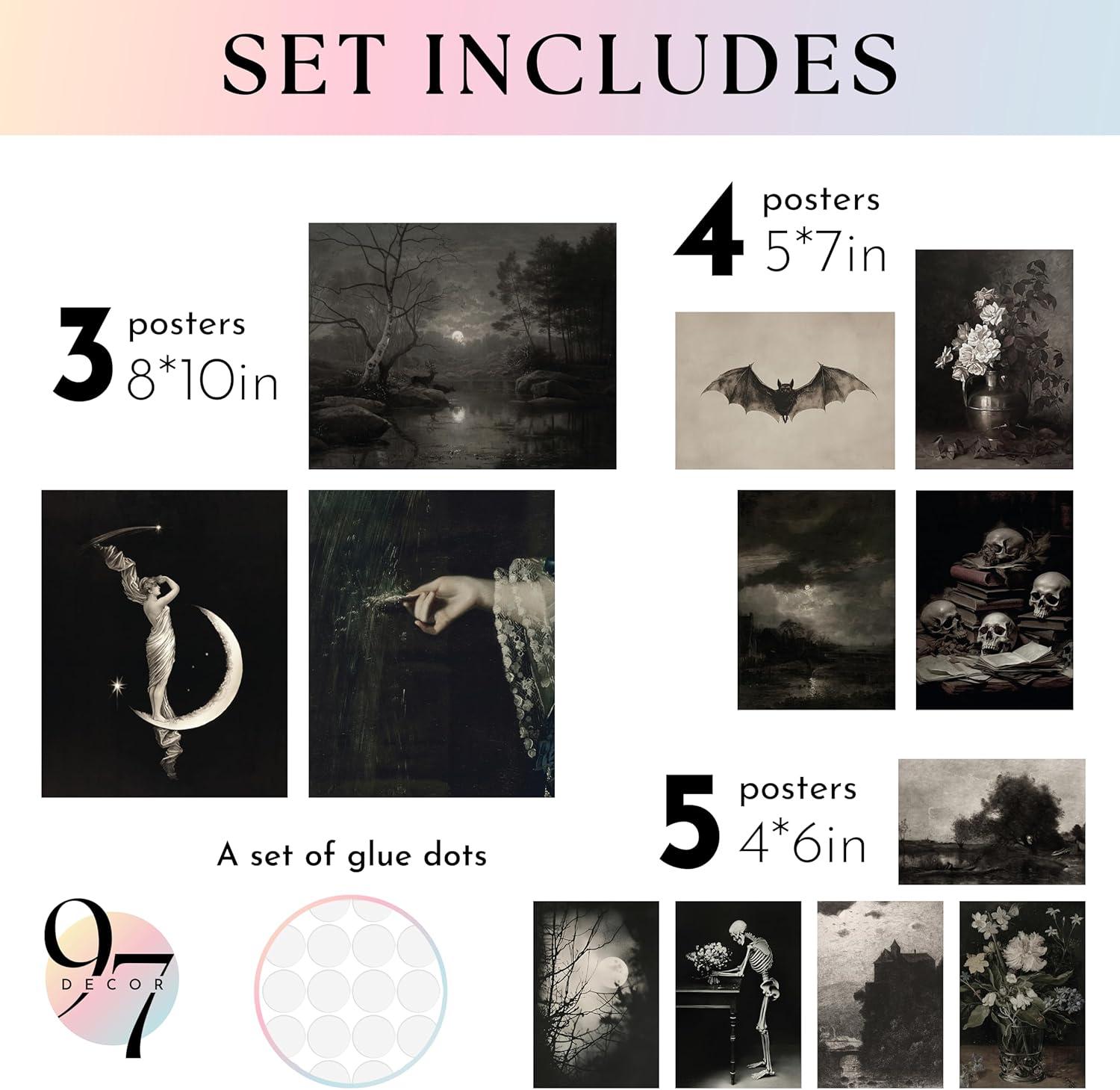 image97 Decor Dark Academia Decor For Bedroom  Moody Wall Art Prints Vintage Gothic Decorations For Home Dark Academia Posters For Room Aesthetic Pictures Edgy Gallery Wall Paintings Unframed
