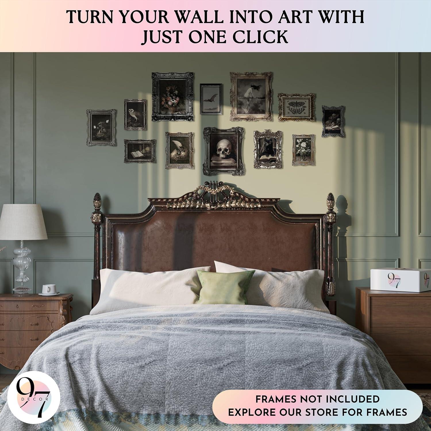 image97 Decor Dark Academia Wall Art  Dark Academia Decor For Bedroom Vintage Gothic Wall Art Prints Witchy Posters Moth Skull Painting Gothic Home Decor Aesthetic Moody Halloween Pictures UnframedVintage Dark