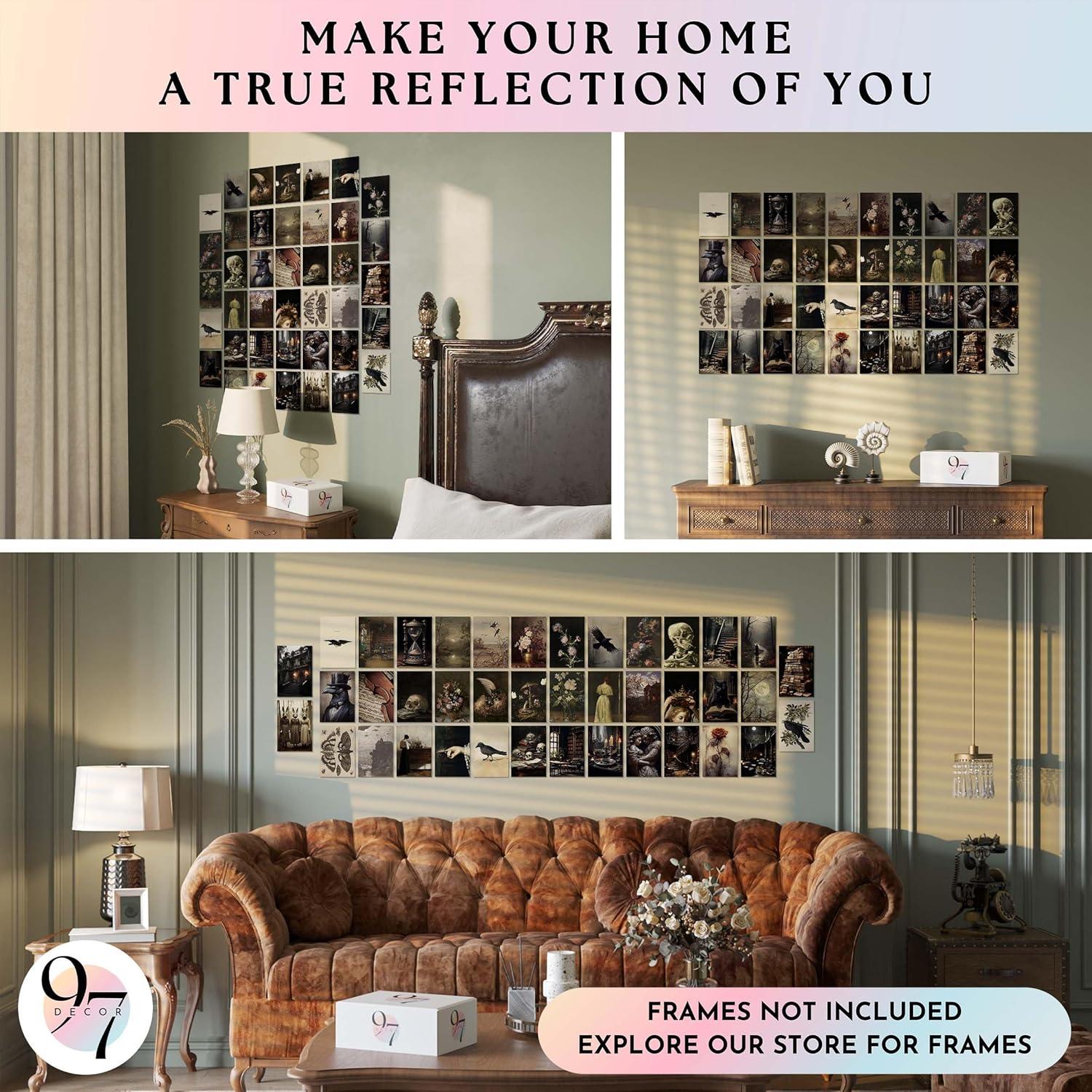 image97 Decor Dark Academia Wall Art  Dark Academia Decor For Bedroom Vintage Gothic Wall Art Prints Witchy Posters Moth Skull Painting Gothic Home Decor Aesthetic Moody Halloween Pictures UnframedDark Academia Collage