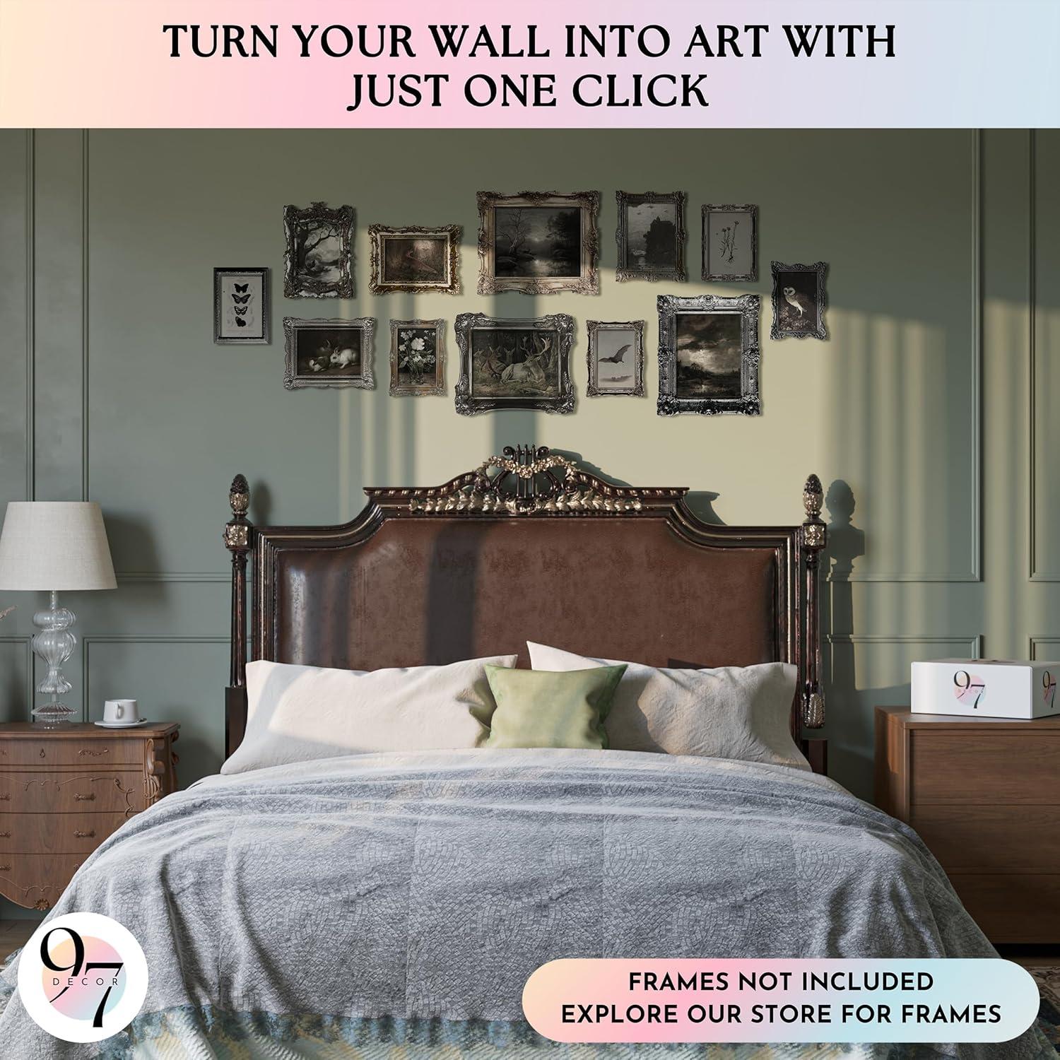 image97 Decor Dark Academia Wall Art  Dark Academia Decor For Bedroom Vintage Gothic Wall Art Prints Witchy Posters Moth Skull Painting Gothic Home Decor Aesthetic Moody Halloween Pictures UnframedDark Academia
