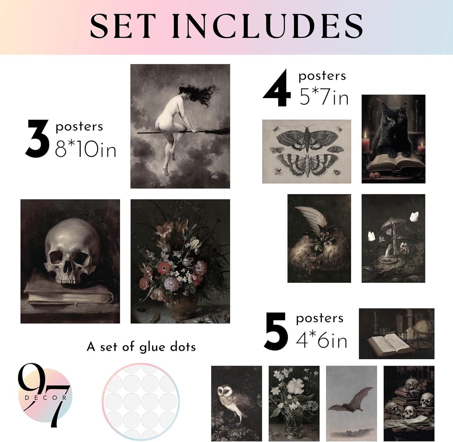 image97 Decor Dark Academia Wall Art  Dark Academia Decor For Bedroom Vintage Gothic Wall Art Prints Witchy Posters Moth Skull Painting Gothic Home Decor Aesthetic Moody Halloween Pictures UnframedVintage Dark