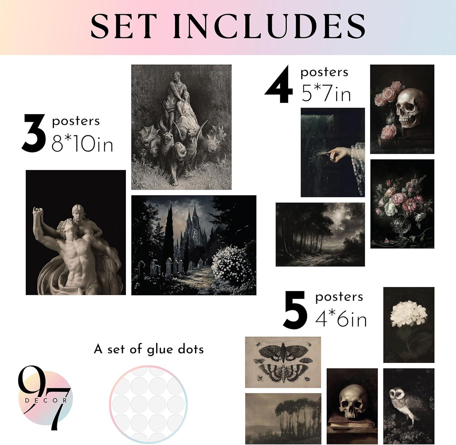 image97 Decor Dark Academia Wall Art Prints  Gothic Bedroom Decor Vintage Goth Posters For Room Aesthetic Halloween Witchy Prints Moody Goth Room Decor Emo Home Decorations unframedVintage Gothic