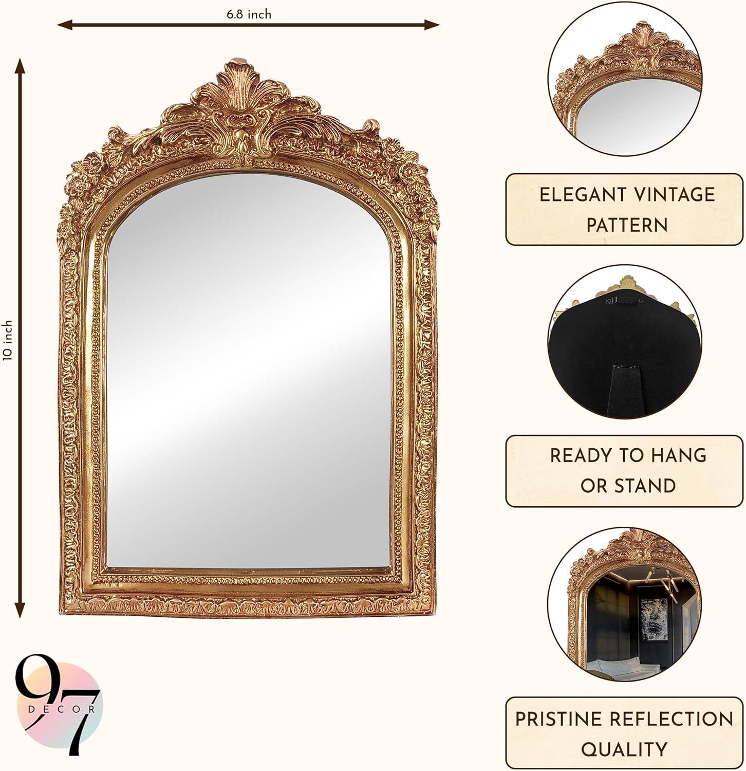 image97 Decor Decorative Gold Wall Mirror Vintage Decor  Small Antique Mirror for Table Top and Wall Mounting Ornate Vintage Mirrors Frame for Home Bedroom Makeup Room 116x9 InchRegal Arch