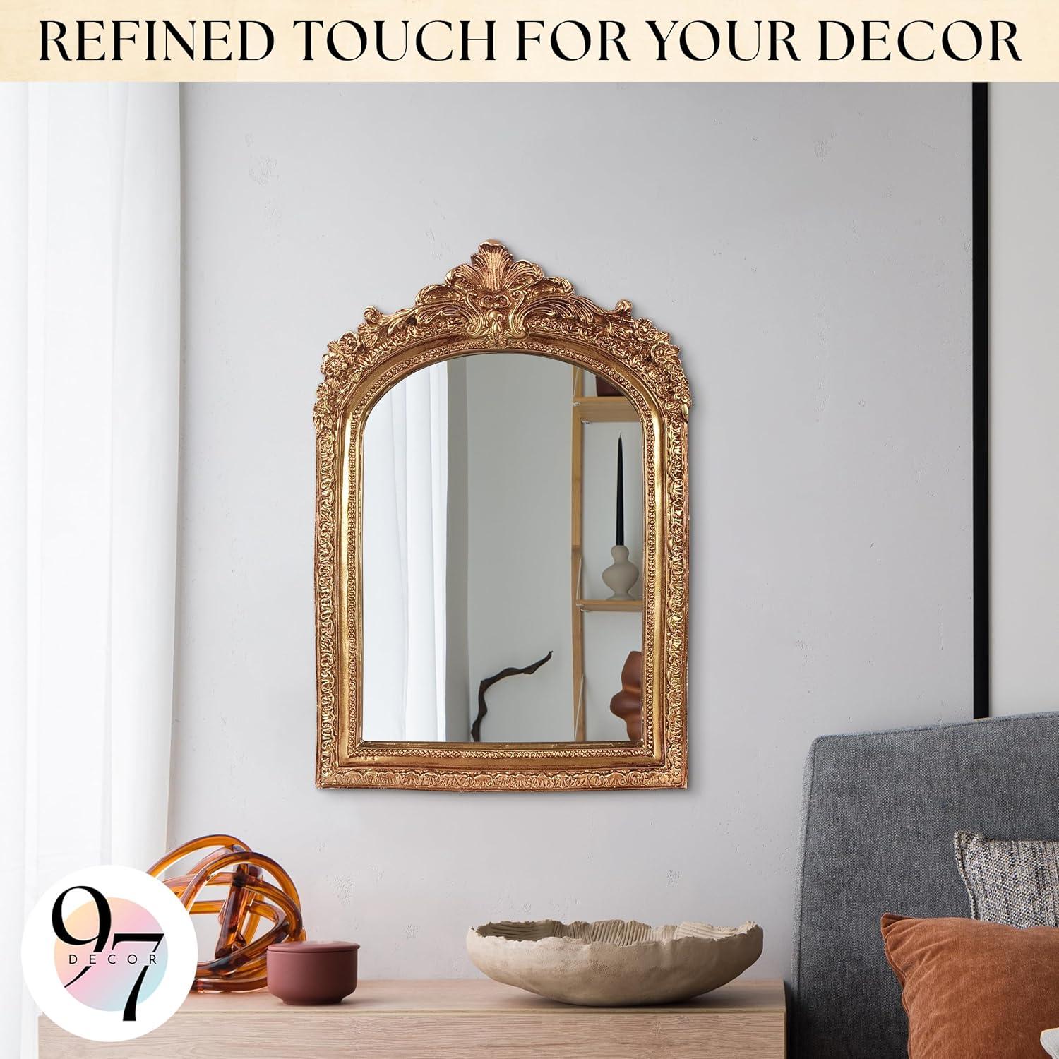 image97 Decor Decorative Gold Wall Mirror Vintage Decor  Small Antique Mirror for Table Top and Wall Mounting Ornate Vintage Mirrors Frame for Home Bedroom Makeup Room 116x9 InchRegal Arch