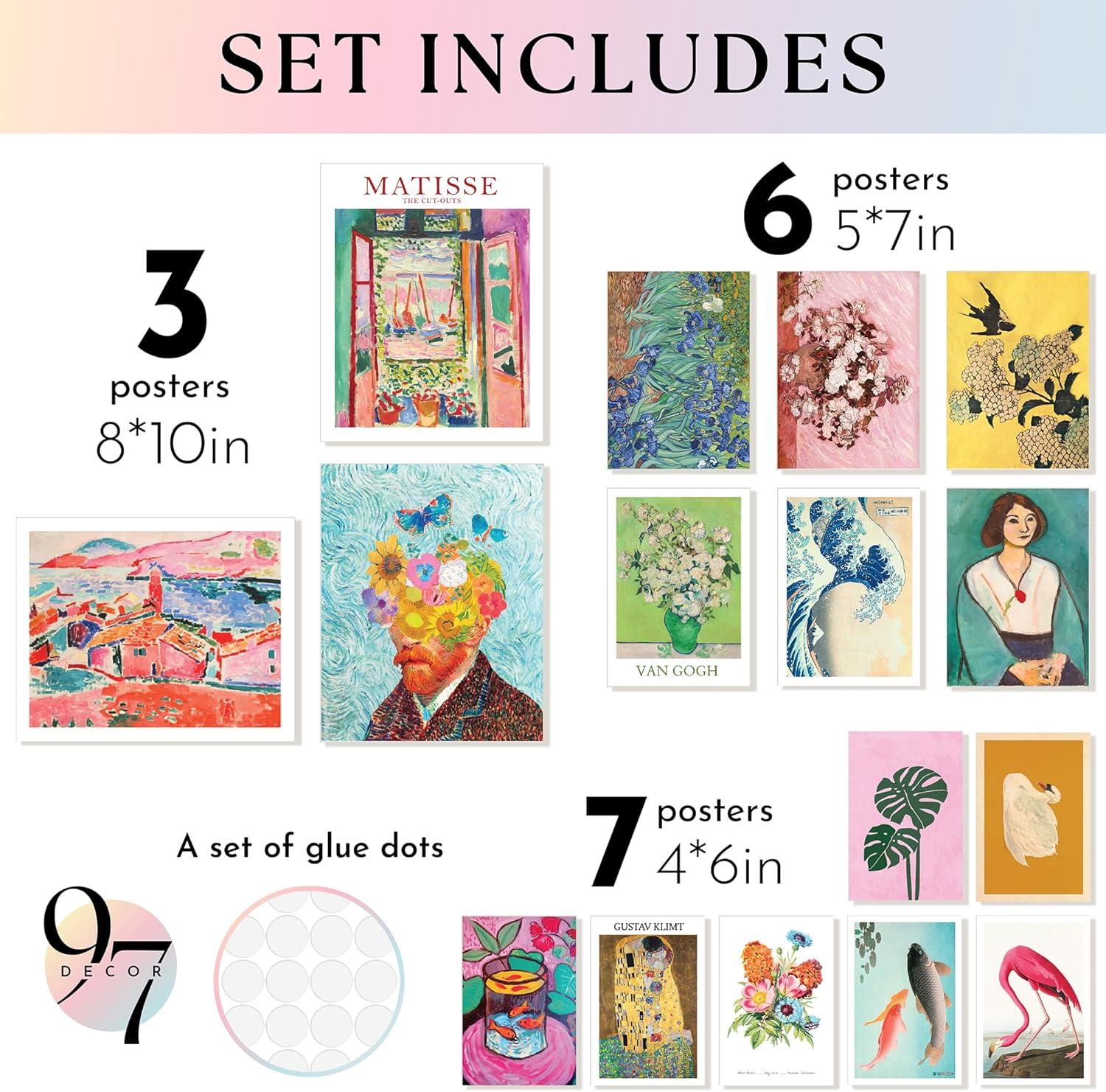 image97 Decor Eclectic FRAMED Wall Art Set  Colorful Eclectic Decor Retro Colorful Wall Art Prints Trendy Maximalist Decoration Aesthetic Pictures Gallery Wall Prints Famous Artist Posters For Bedroom BEIGE FRAMEEclectic Brighten 12x8x10