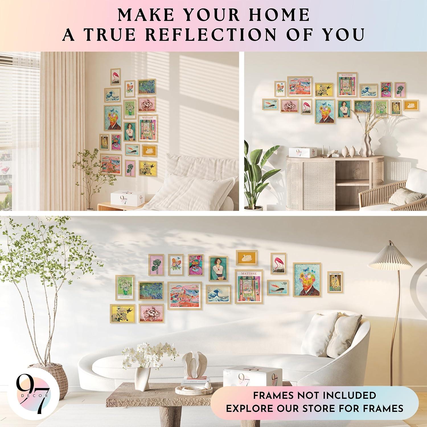 image97 Decor Eclectic FRAMED Wall Art Set  Colorful Eclectic Decor Retro Colorful Wall Art Prints Trendy Maximalist Decoration Aesthetic Pictures Gallery Wall Prints Famous Artist Posters For Bedroom BEIGE FRAMEEclectic Brighten 12x8x10