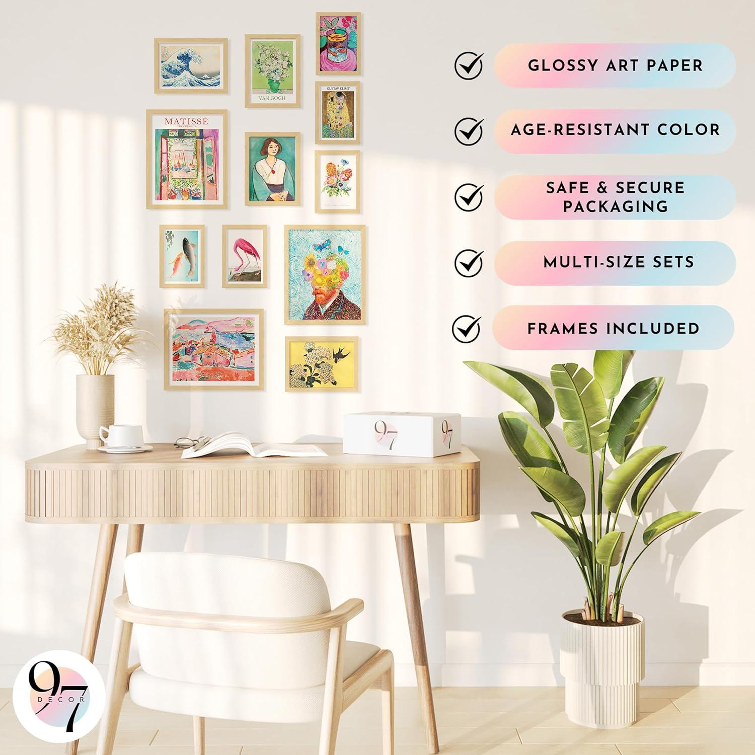 image97 Decor Eclectic FRAMED Wall Art Set  Colorful Eclectic Decor Retro Colorful Wall Art Prints Trendy Maximalist Decoration Aesthetic Pictures Gallery Wall Prints Famous Artist Posters For Bedroom BEIGE FRAMEEclectic Brighten 12x8x10