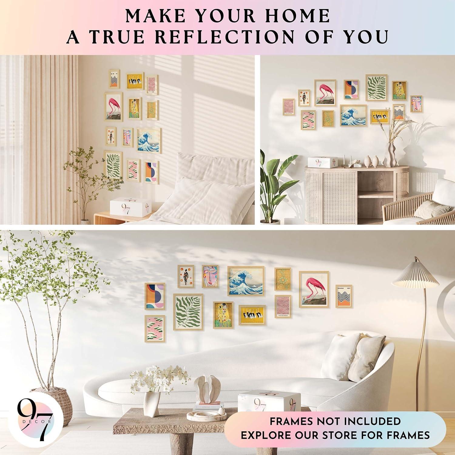 image97 Decor Eclectic FRAMED Wall Art Set  Colorful Eclectic Decor Retro Colorful Wall Art Prints Trendy Maximalist Decoration Aesthetic Pictures Gallery Wall Prints Famous Artist Posters For Bedroom BEIGE FRAMEEclectic Global 16x8x10