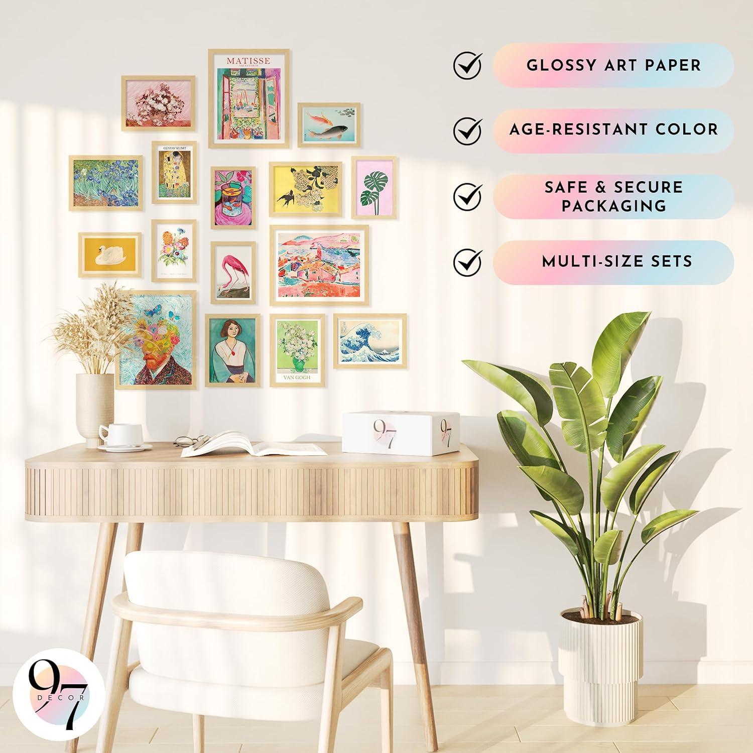 image97 Decor Eclectic FRAMED Wall Art Set  Colorful Eclectic Decor Retro Colorful Wall Art Prints Trendy Maximalist Decoration Aesthetic Pictures Gallery Wall Prints Famous Artist Posters For Bedroom BEIGE FRAMEEclectic Brighten 12x8x10