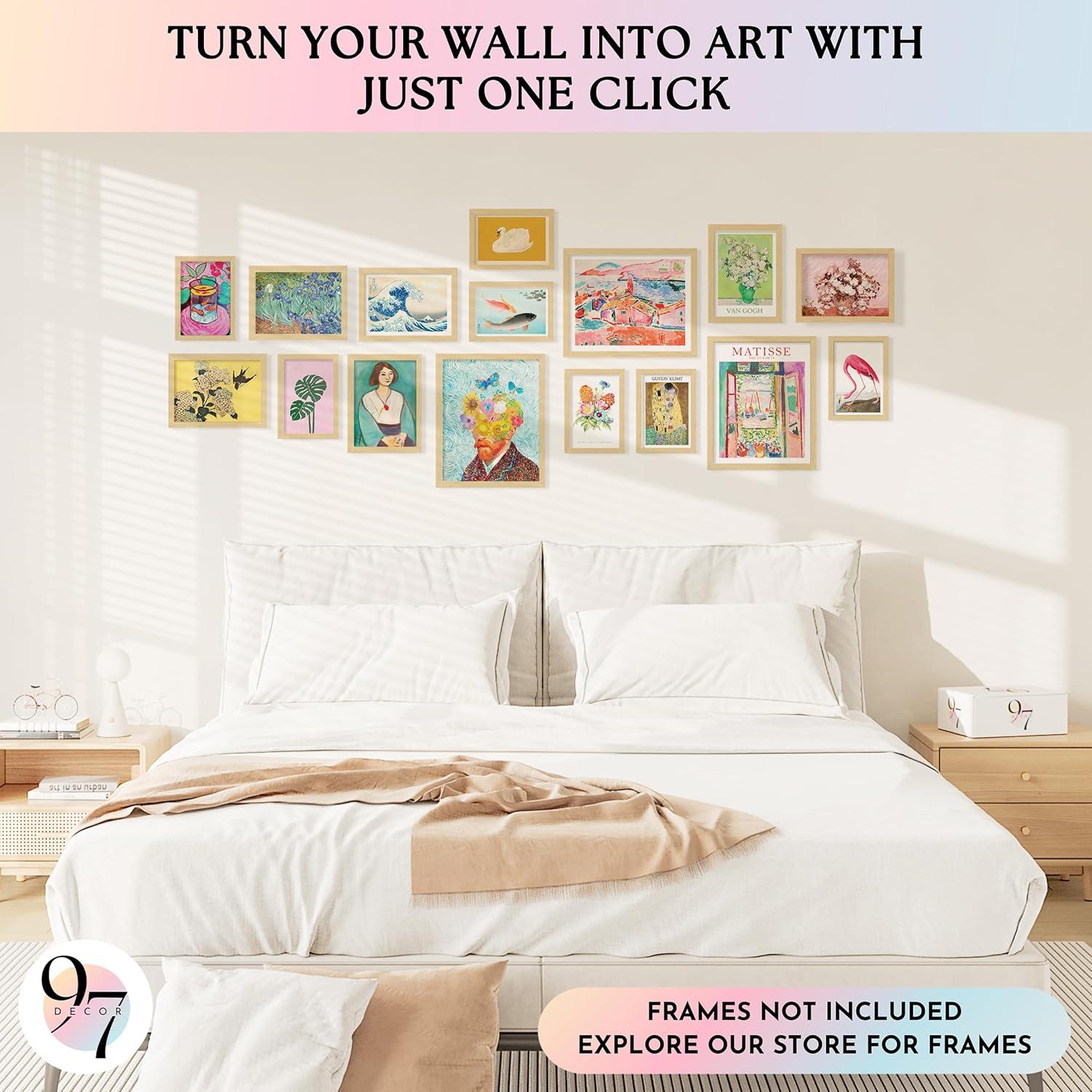 image97 Decor Eclectic FRAMED Wall Art Set  Colorful Eclectic Decor Retro Colorful Wall Art Prints Trendy Maximalist Decoration Aesthetic Pictures Gallery Wall Prints Famous Artist Posters For Bedroom BEIGE FRAMEEclectic Brighten 12x8x10