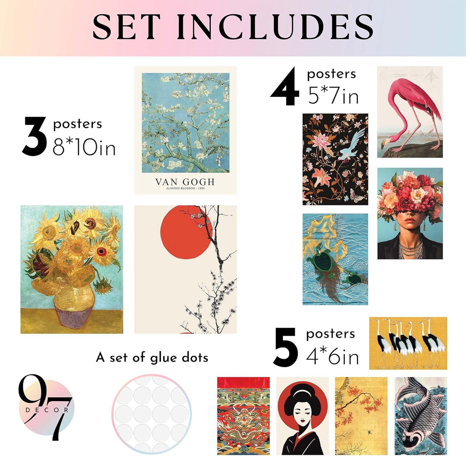 image97 Decor Eclectic Wall Art FRAMED  Vintage Boho Wall Decor Trendy Boho Prints For Wall Framed Gallery Wall Art Set Dorm Posters For Room Aesthetic Pictures Maximalist Decorations For Home BEIGE FRAMEEclectic Orient 12x8x10