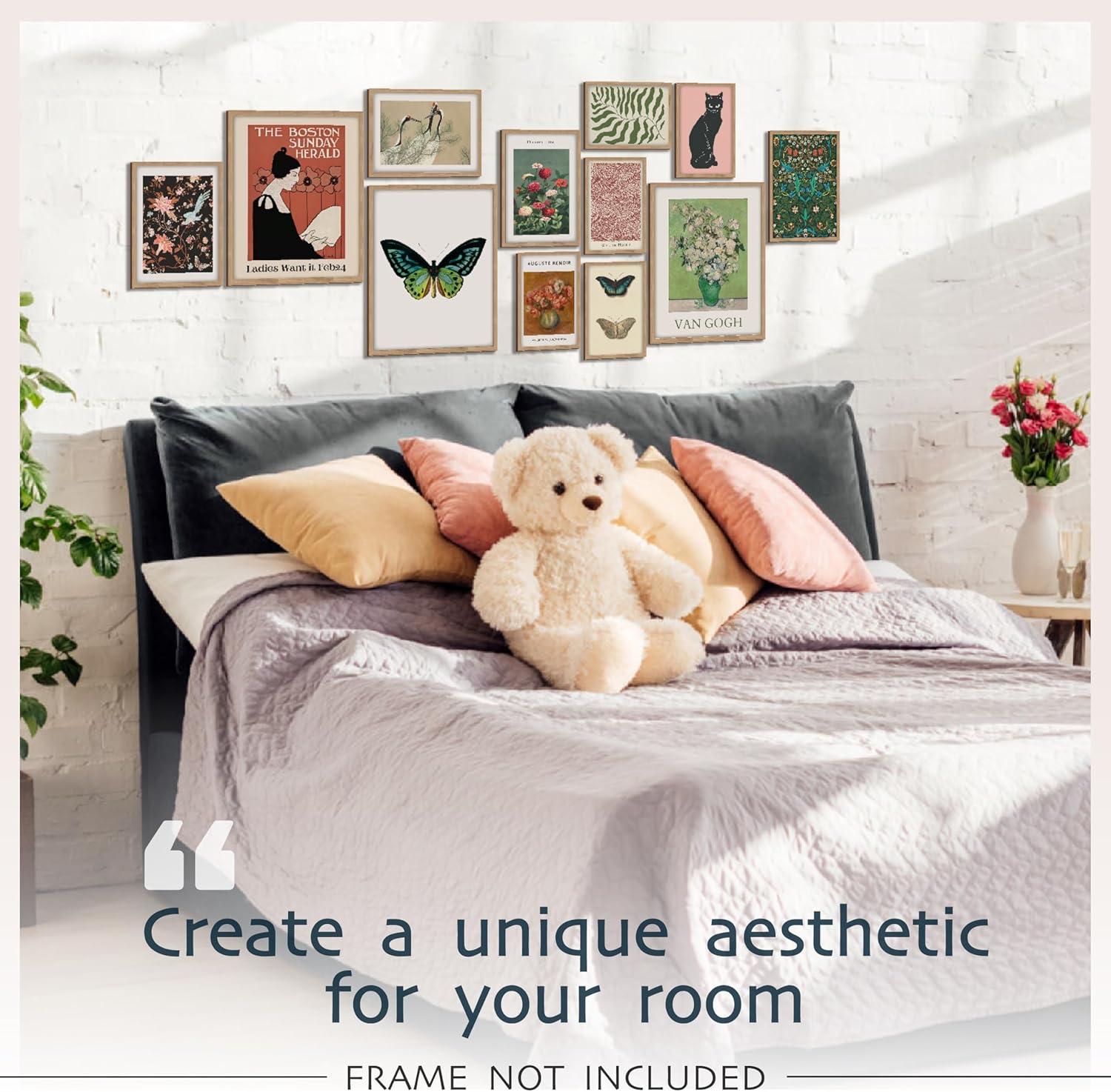 image97 Decor Eclectic Wall Art FRAMED  Vintage Boho Wall Decor Trendy Boho Prints For Wall Framed Gallery Wall Art Set Dorm Posters For Room Aesthetic Pictures Maximalist Decorations For Home BEIGE FRAMEEclectic