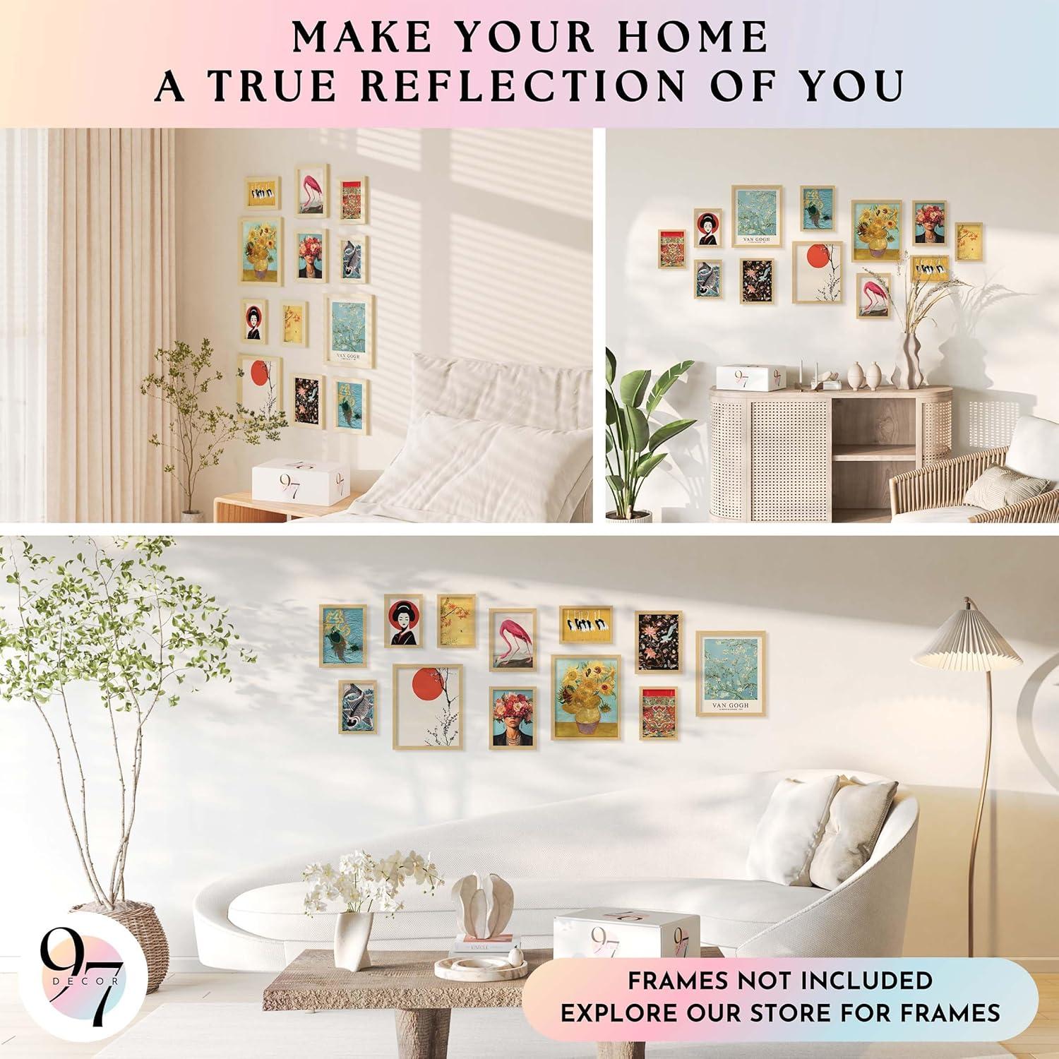 image97 Decor Eclectic Wall Art FRAMED  Vintage Boho Wall Decor Trendy Boho Prints For Wall Framed Gallery Wall Art Set Dorm Posters For Room Aesthetic Pictures Maximalist Decorations For Home BEIGE FRAMEEclectic Orient 12x8x10