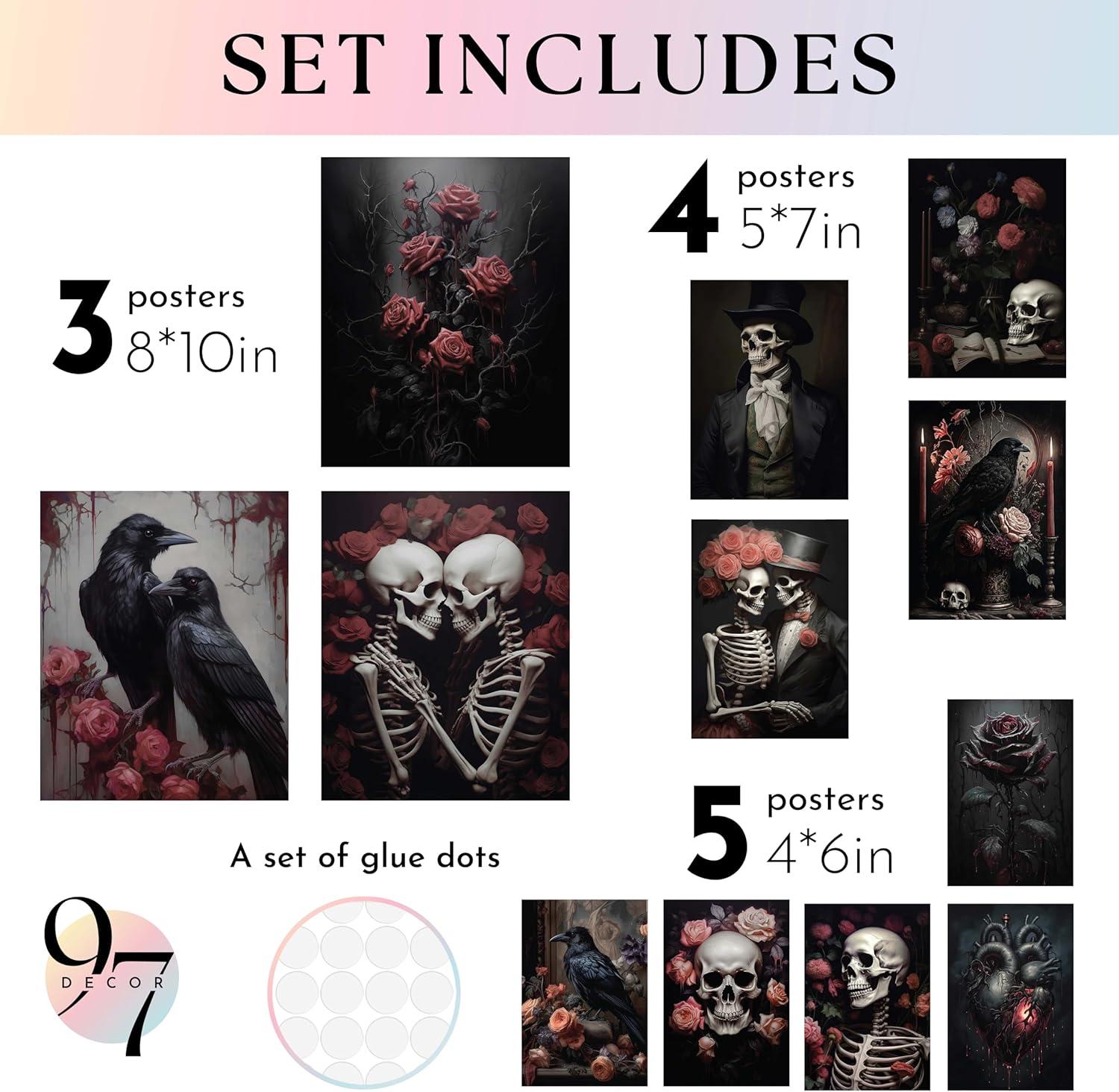 image97 Decor Floral Gothic Decor for Home  Pink Skull Wall Decor Goth Room Decor Creepy Halloween Wall Decor