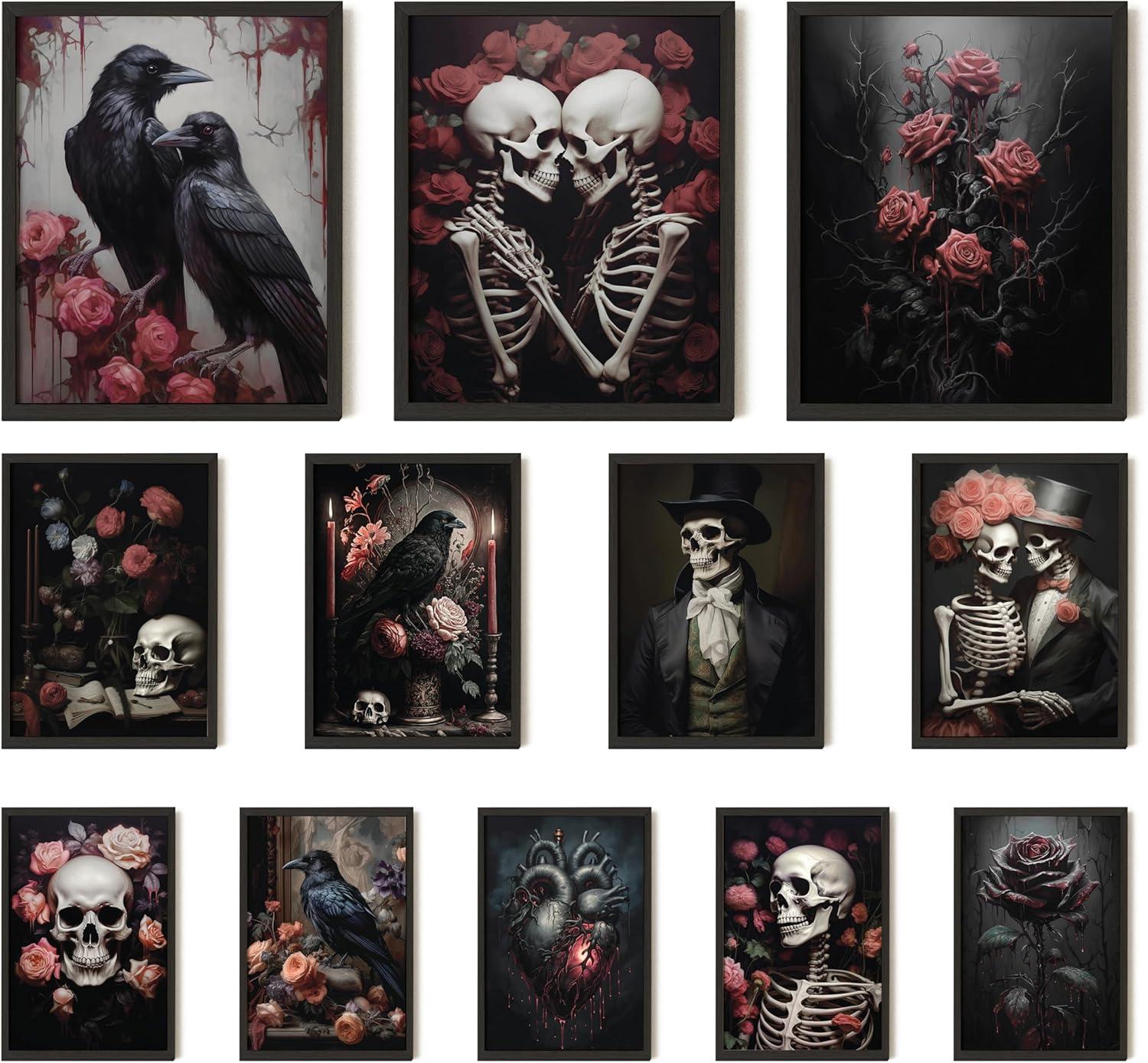 image97 Decor Floral Gothic Decor for Home  Pink Skull Wall Decor Goth Room Decor Creepy Halloween Wall Decor