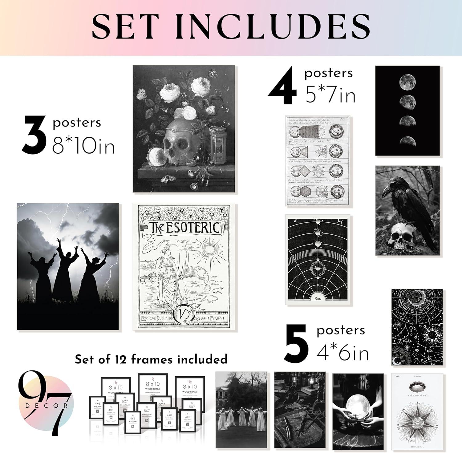 image97 Decor Framed Gothic Wall Art  Vintage Gothic Decor For Home Moody Witchy Wall Decor Halloween Goth Room Decor Aesthetic Witch Pictures Wall Decor Spooky Dark Posters For Bedroom DecorationsWitchy