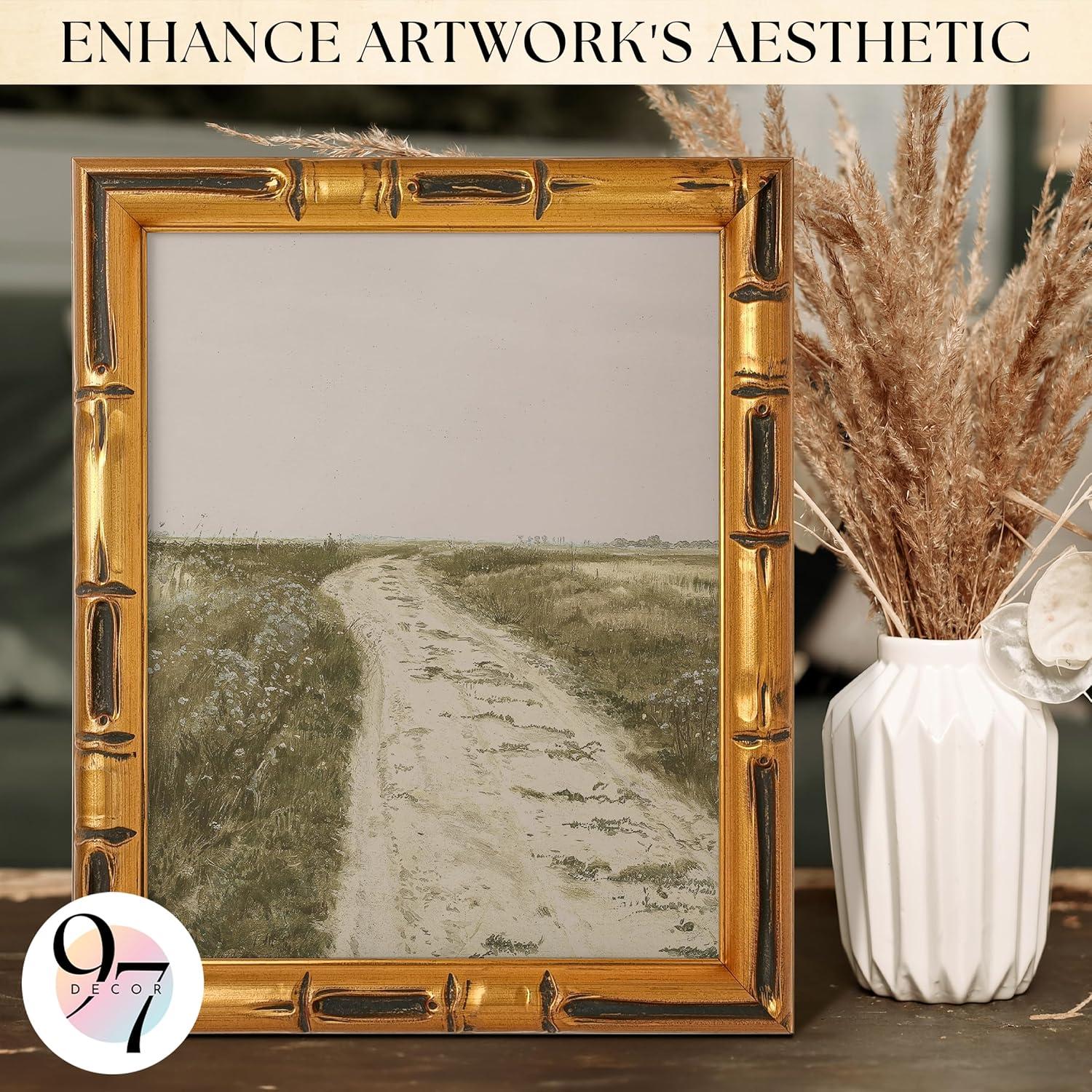 image97 Decor Gold Vintage Picture Frames 8x10  Gold 8x10 Picture Frame 8 X10 Golden Frame For Posters Antique Faux Bamboo Ps Frame 8 X 10 For Wall Hanging Vintage Wall Decor