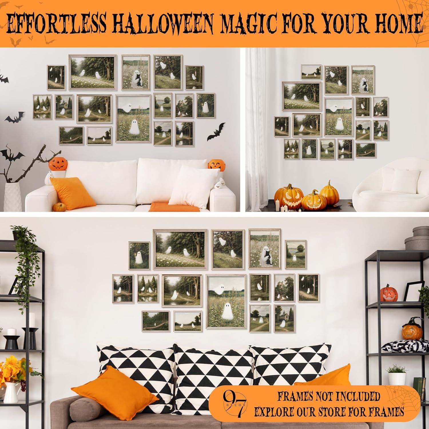 image97 Decor Halloween Bathroom Decor  Vintage Ghost Wall Art Prints Gothic Bathroom Wall Art Posters For Room Aesthetic Spooky Ghost Pictures Cute Halloween Decorations Indoor For Home unframedVintage Ghost