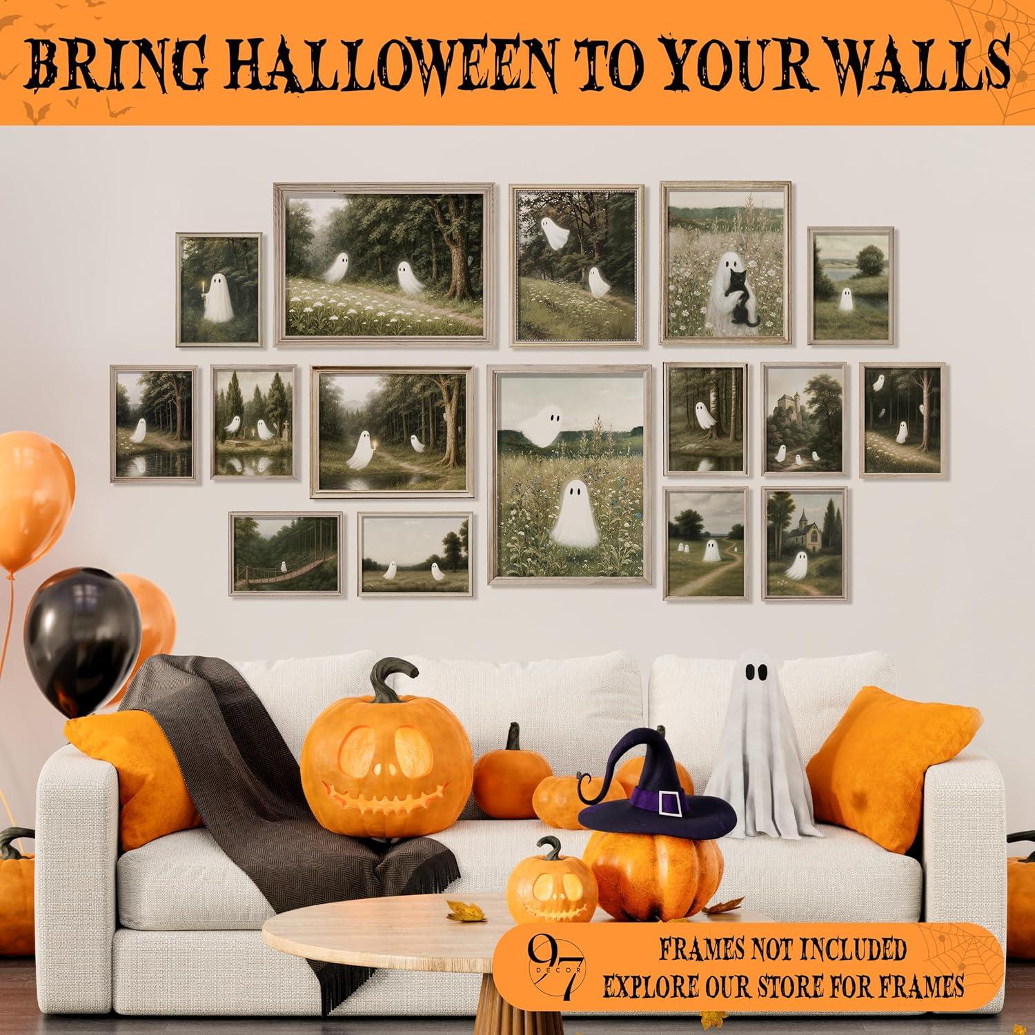 image97 Decor Halloween Bathroom Decor  Vintage Ghost Wall Art Prints Gothic Bathroom Wall Art Posters For Room Aesthetic Spooky Ghost Pictures Cute Halloween Decorations Indoor For Home unframedVintage Ghost