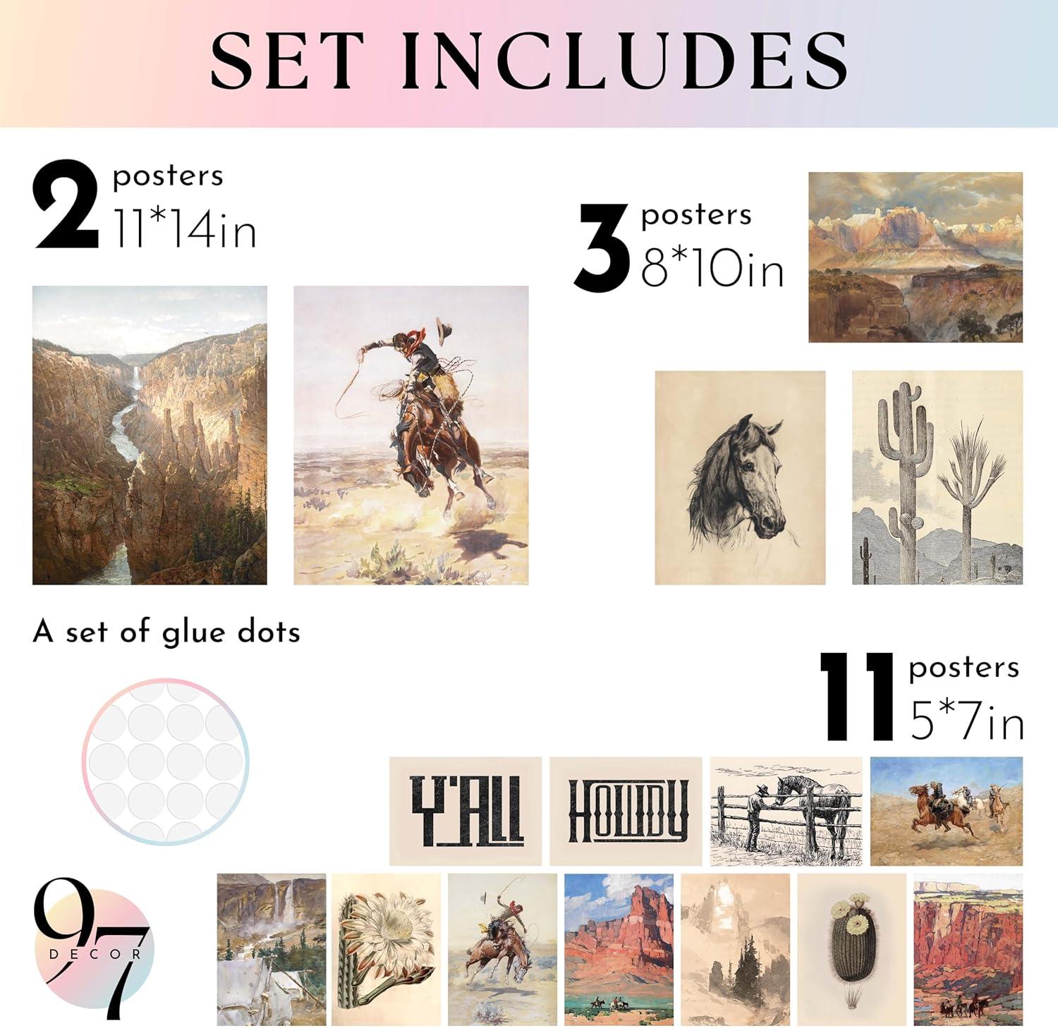 image97 Decor LARGE 11x14 Boho Western Home Decor  Western Wall Decor For Bedroom Vintage Cowboy Pictures Southwestern Wall Art Farmhouse Desert Southwest Prints Rustic Ranch Decor For Bathroom Unframed