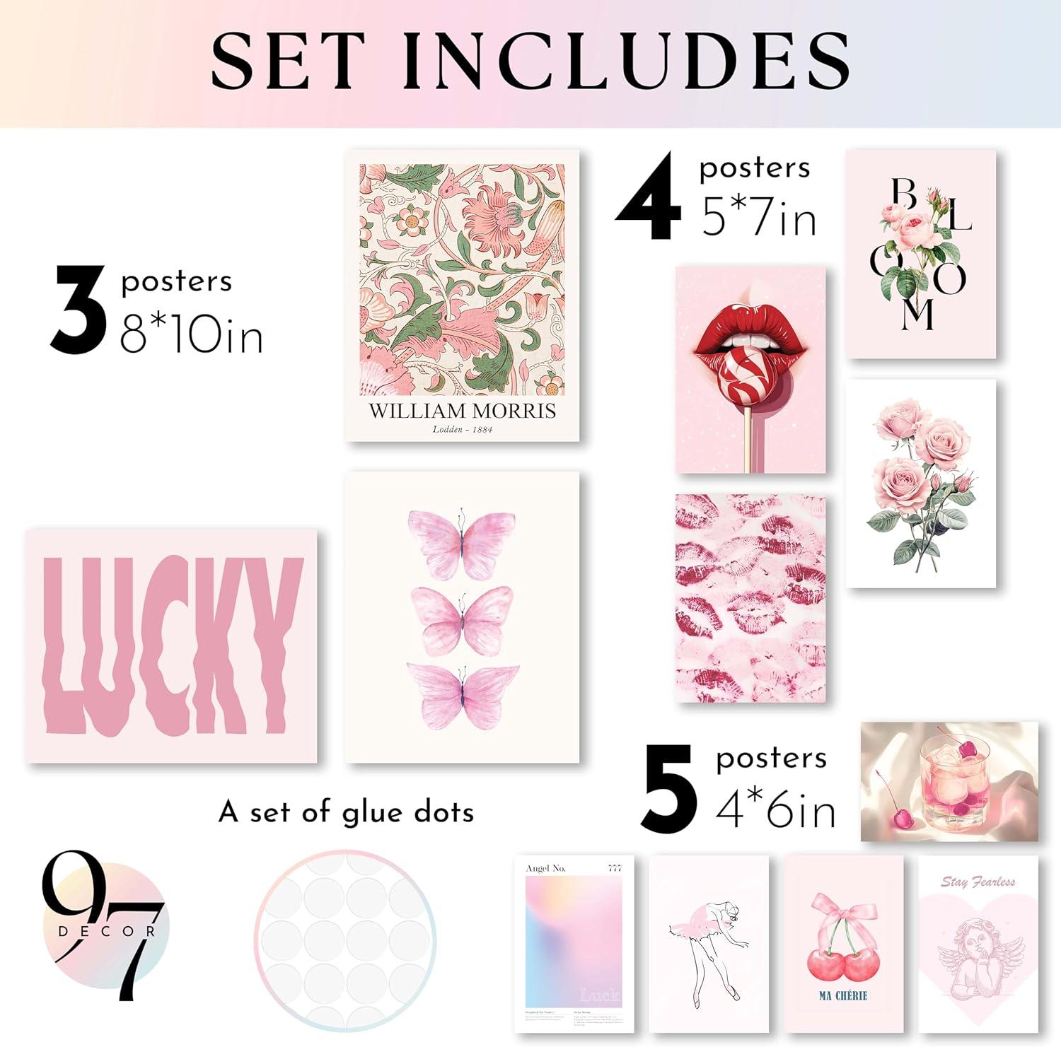 image97 Decor LARGE 11x14 Pink Coquette Room Decor Aesthetic  Vintage Coquette Wall Decor Cute Coquette Posters For Girls Dorm Decorations Girly Wall Art Prints Bow Pictures For Bedroom UnframedCoquette Gx8x10
