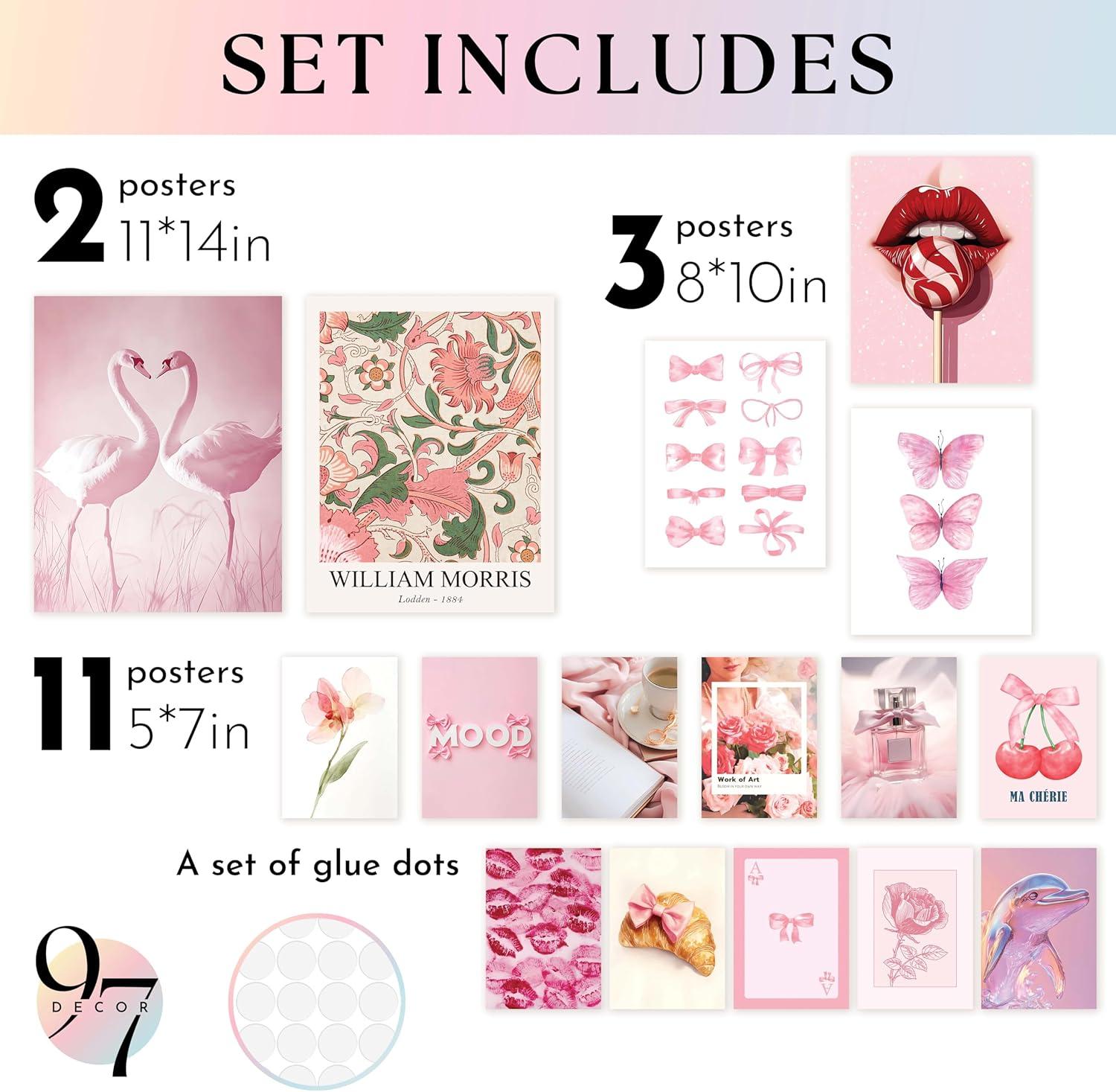 image97 Decor LARGE 11x14 Pink Coquette Room Decor Aesthetic  Vintage Coquette Wall Decor Cute Coquette Posters For Girls Dorm Decorations Girly Wall Art Prints Bow Pictures For Bedroom UnframedElegant Coquette Gx11x14