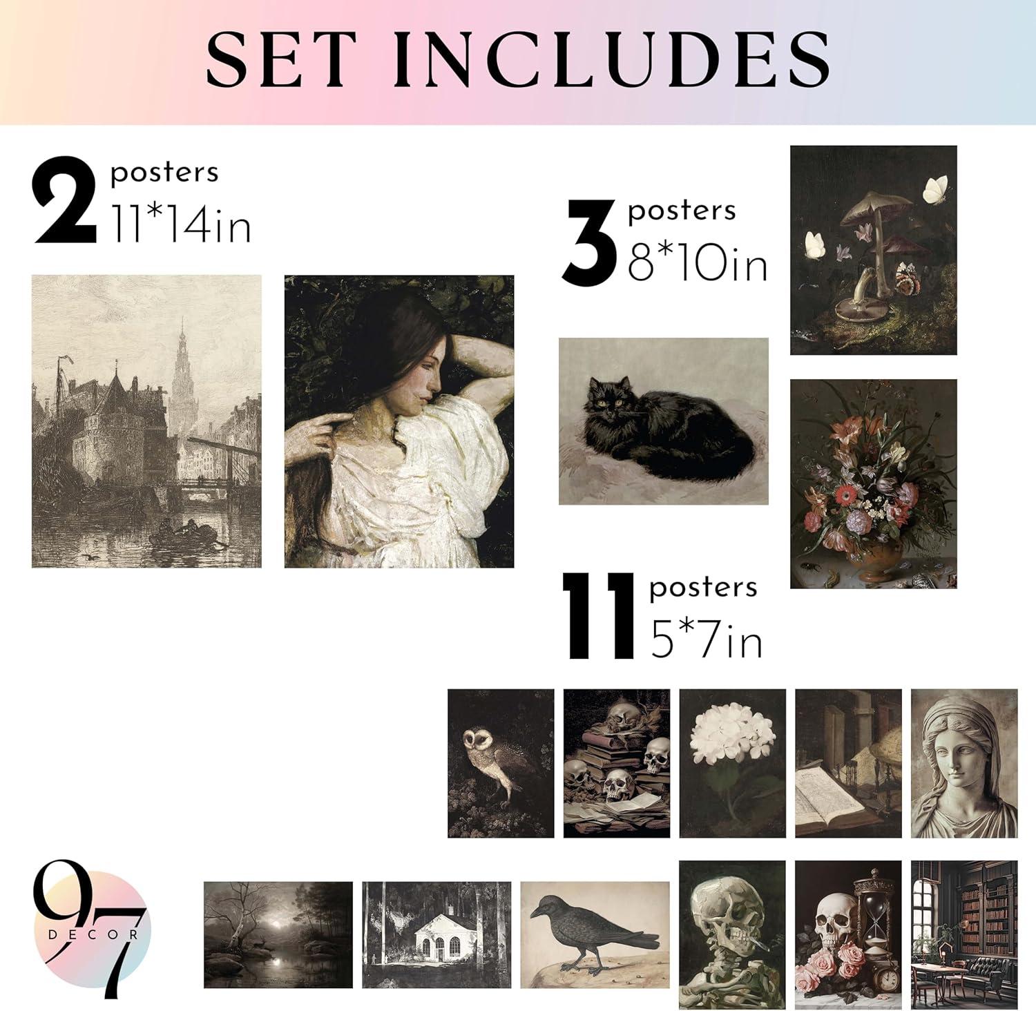 image97 Decor LARGE 11x14 Vintage Dark Academia Posters  11x14 Dark Academia Decor For Bedroom Moody Wall Art Witchy Art Prints Gothic Pictures Wall Decorations Goth Paintings For Home Office Unframed