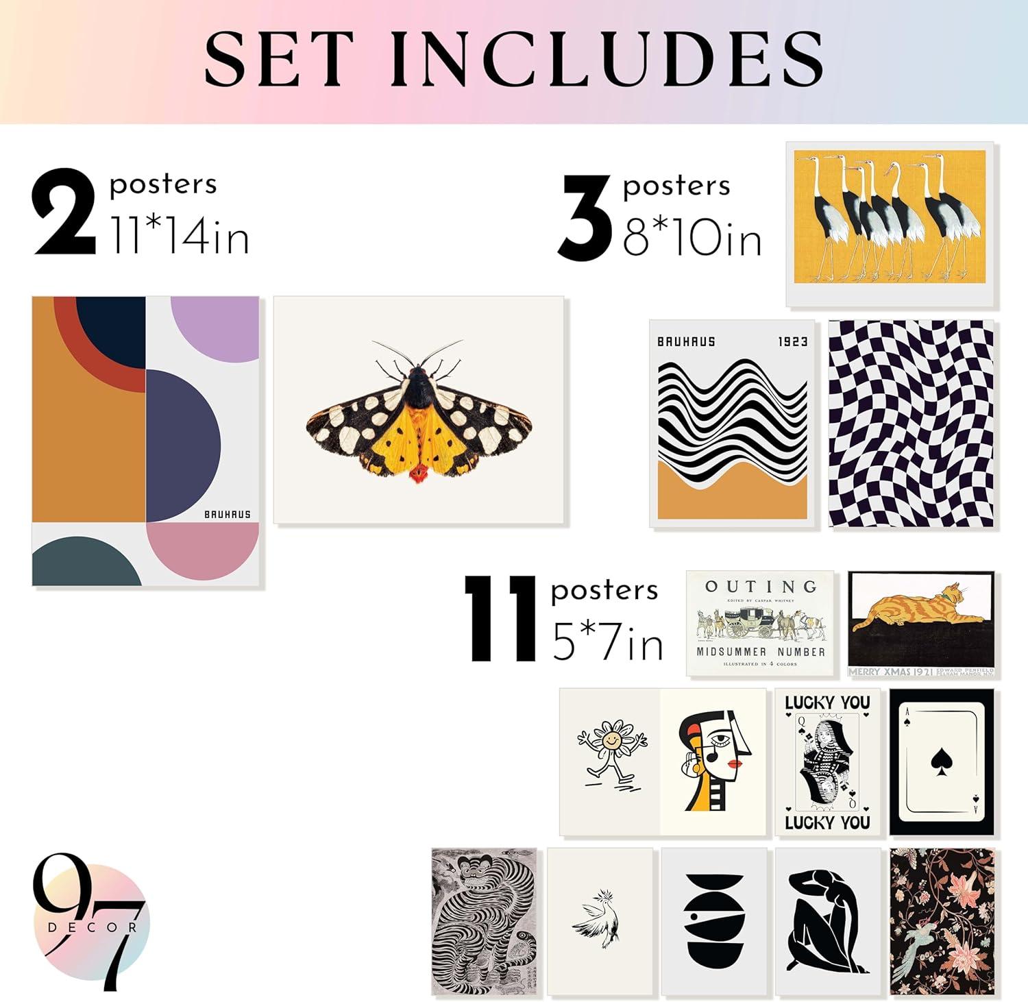 image97 Decor LARGE 11x14 Vintage Eclectic Wall Art Prints  Large Eclectic Prints For Wall Decor Unique Funky Aesthetic Pictures Maximalist Decoration Mid Century Modern Wall Gallery For Home UnframedEclectic Line