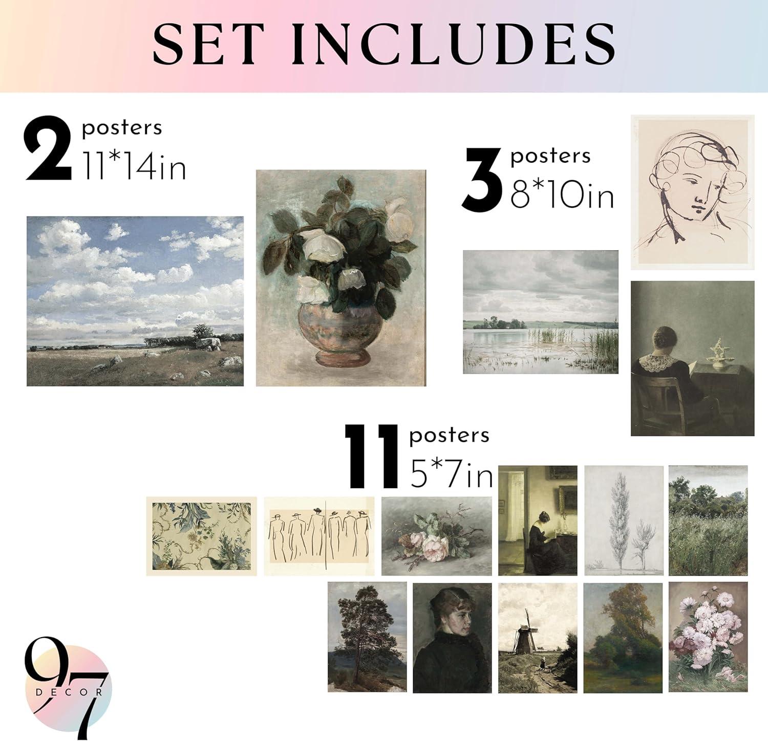 image97 Decor LARGE 11x14 Vintage Wall Art Prints  Large Vintage Pictures Wall Decor Farmhouse French Country Decor For Bedroom Botanical Posters Landscape Paintings Gallery Wall Prints For Home UnframedVintage