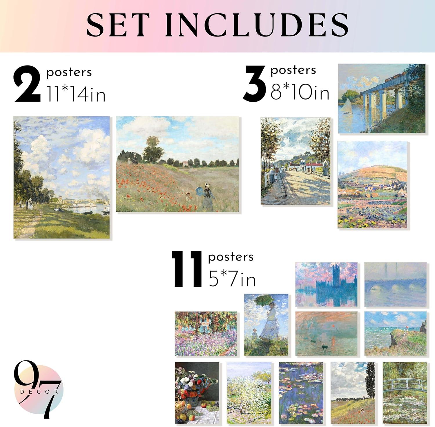 image97 Decor Large 11x14 Claude Monet Wall Art  Claude Monet Prints For Wall Decor Vintage Monet Poster For Room Aesthetic Floral Impressionist Wall Art Eclectic Famous Art Prints For Home UnframedMonet 1