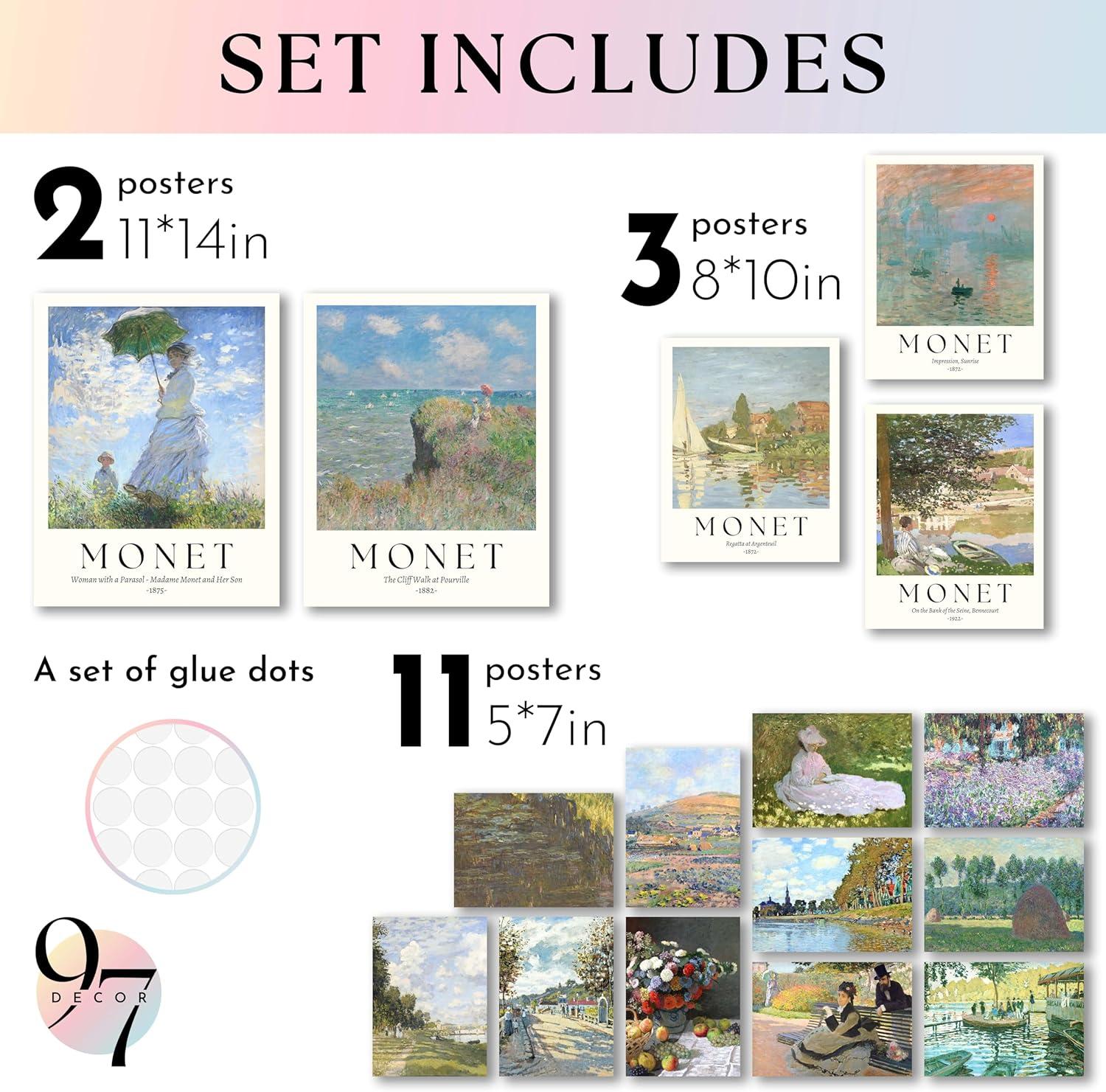 image97 Decor Large 11x14 Claude Monet Wall Art  Claude Monet Prints For Wall Decor Vintage Monet Poster For Room Aesthetic Floral Impressionist Wall Art Eclectic Famous Art Prints For Home UnframedMonet 2