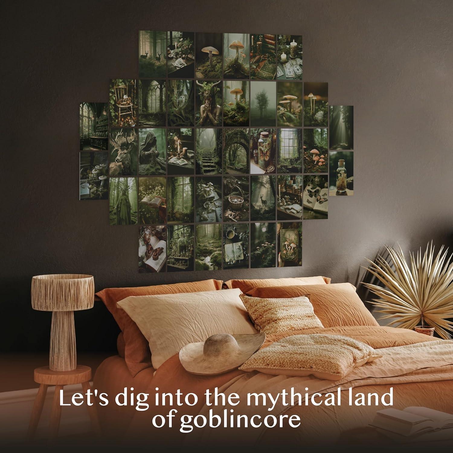 image97 Decor Large 11x14 Green Goblincore Decor  Large Fantasy Wall Art Prints Magical Forest Posters For Room Aesthetic Fairycore Pictures Cottage Core Wall Decor Therian Room Decor For Bedroom UnframedGoblincore Collage