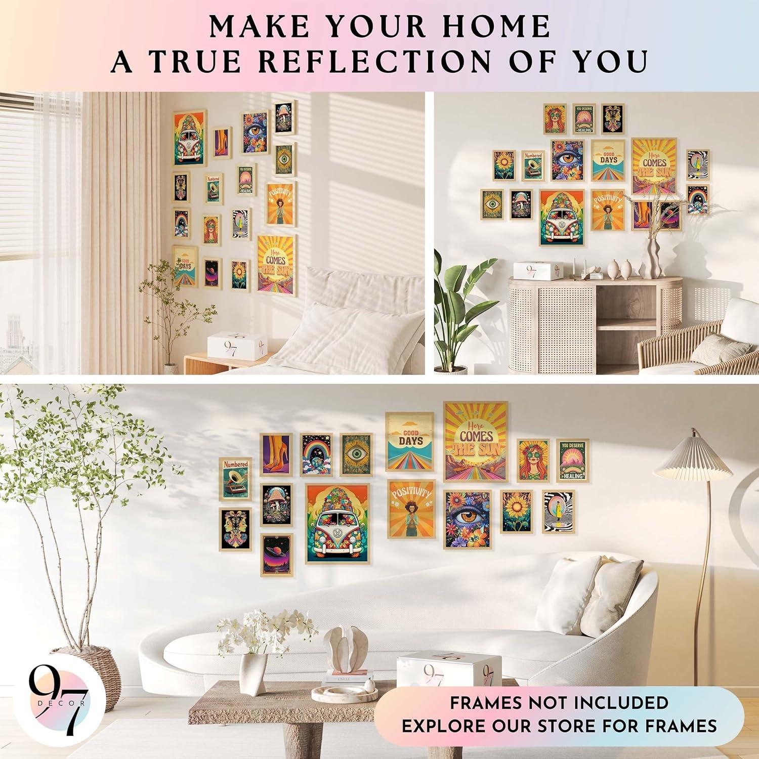 image97 Decor Large 11x14 Hippie Room Decor For Bedroom Aesthetic  Large Cute Hippie Decor For Bedroom Vintage Retro Posters For Dorm Groovy 70s Wall Art Hippy Prints For Classroom Decorations Unframed