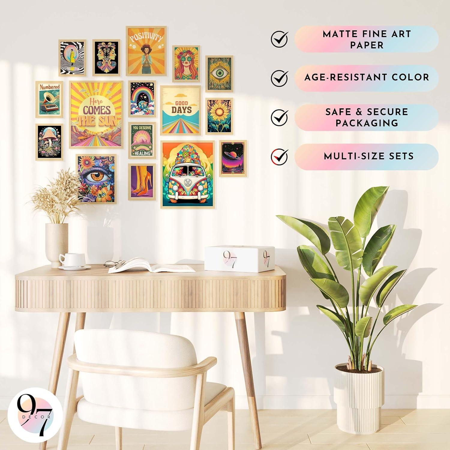 image97 Decor Large 11x14 Hippie Room Decor For Bedroom Aesthetic  Large Cute Hippie Decor For Bedroom Vintage Retro Posters For Dorm Groovy 70s Wall Art Hippy Prints For Classroom Decorations Unframed
