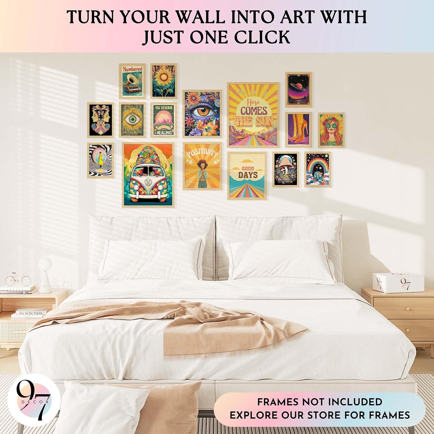 image97 Decor Large 11x14 Hippie Room Decor For Bedroom Aesthetic  Large Cute Hippie Decor For Bedroom Vintage Retro Posters For Dorm Groovy 70s Wall Art Hippy Prints For Classroom Decorations Unframed