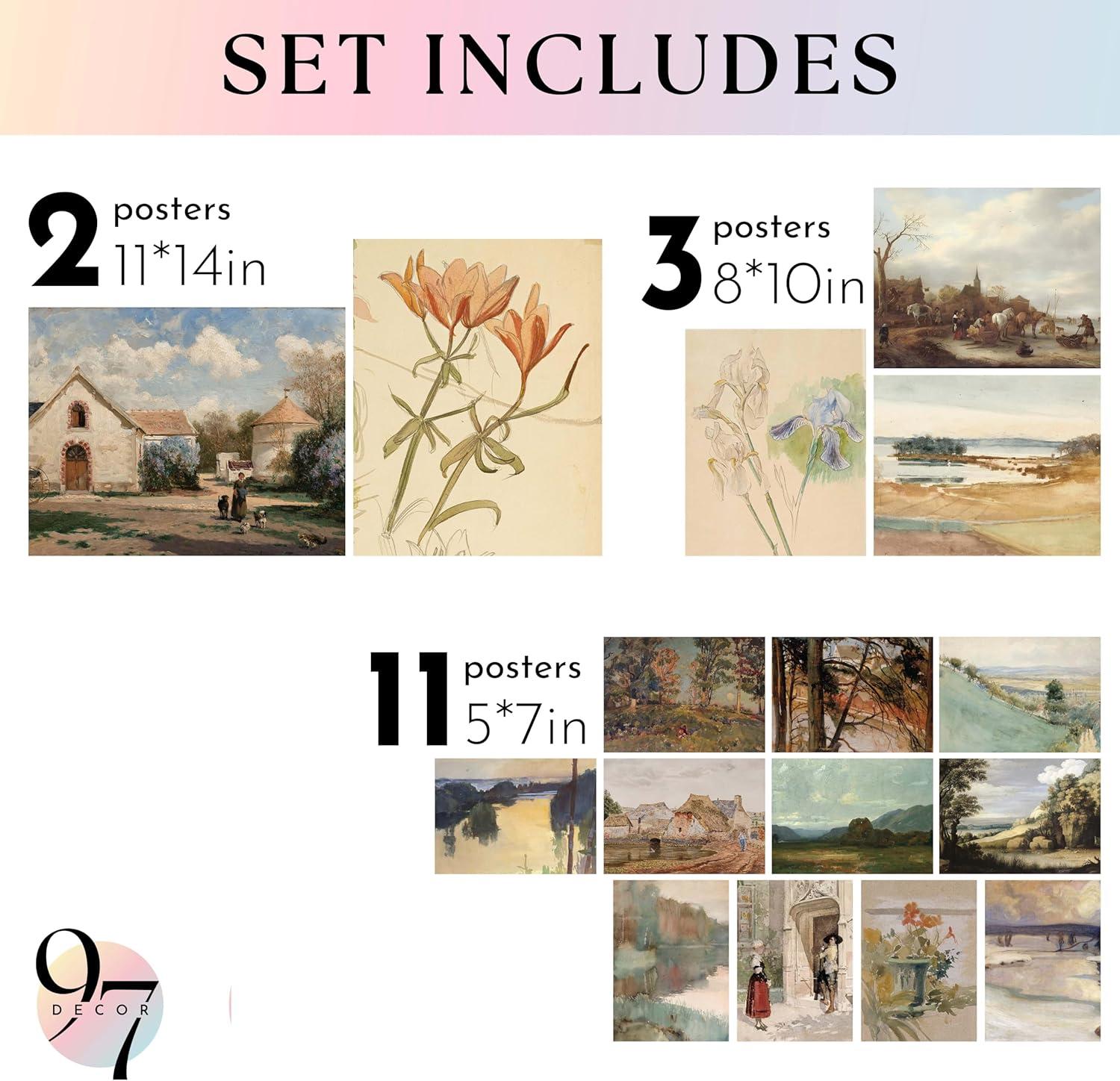 image97 Decor Large 11x14 Vintage Wall Art Prints  16 Unframed Posters Farmhouse French Country Decor For Bedroom Living Room Dining Room Kitchen