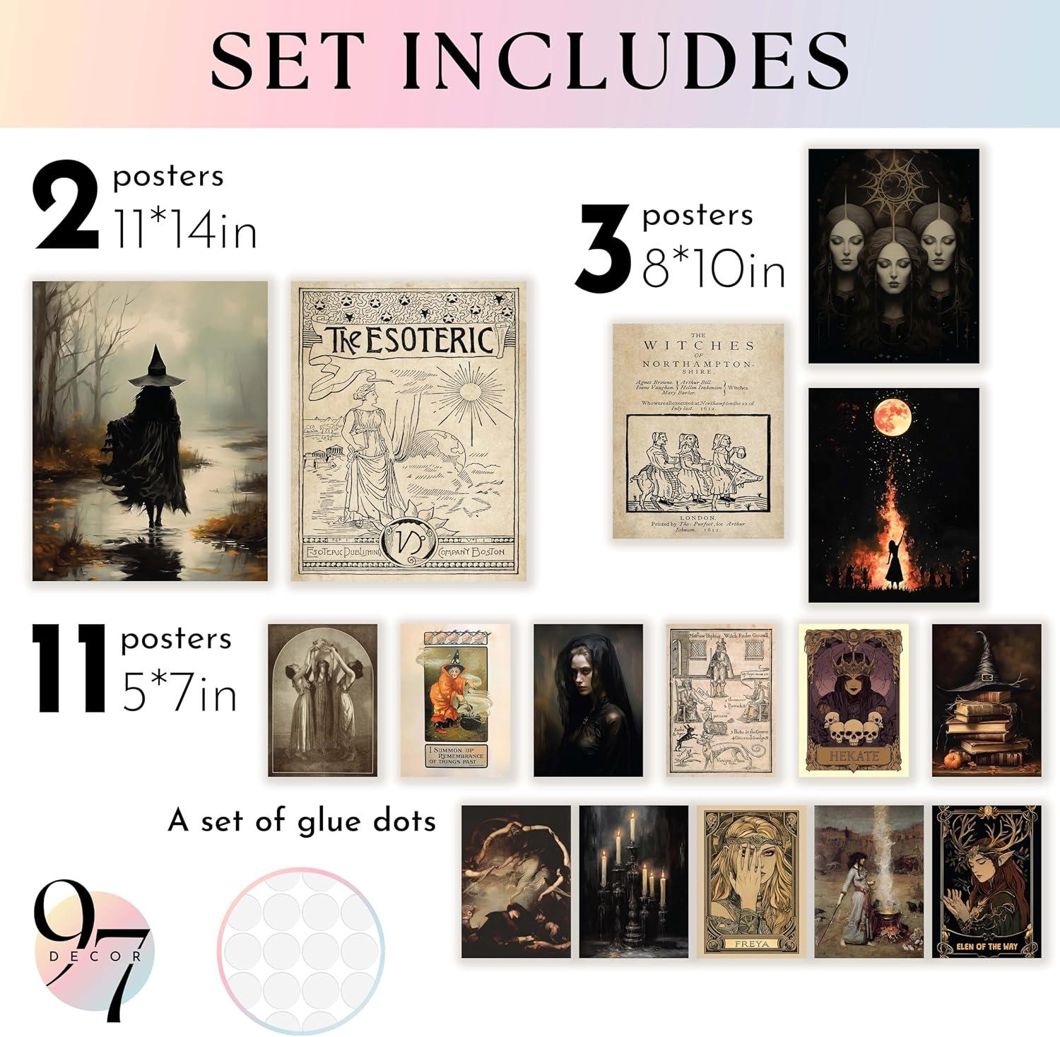 image97 Decor Large 11x14 Witchy Room Decor Aesthetic  Vintage Gothic Decor For Bedroom Goth Room Decor Aesthetic Halloween Witchy Wall Art Prints Creepy Dark Witch Posters Spooky Wall Decor Unframed