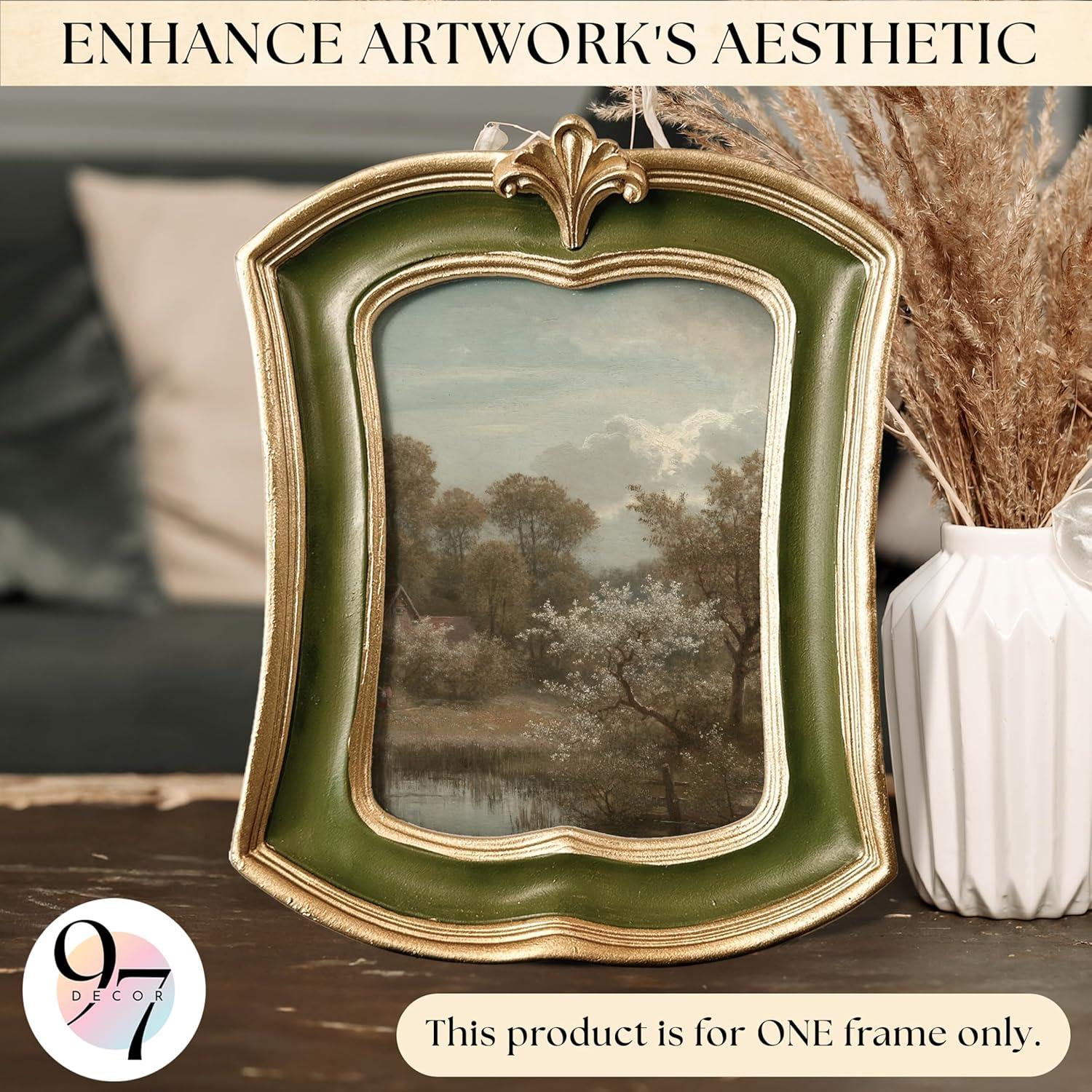 image97 Decor Oval 5x7 Picture Frame  Small Vintage Picture Frames 5x7 Elegant Oval Frame 5 X 7 For Wall Hanging Vintage Frames 5x 7 Antique Home DecorGolden Green Rectangle