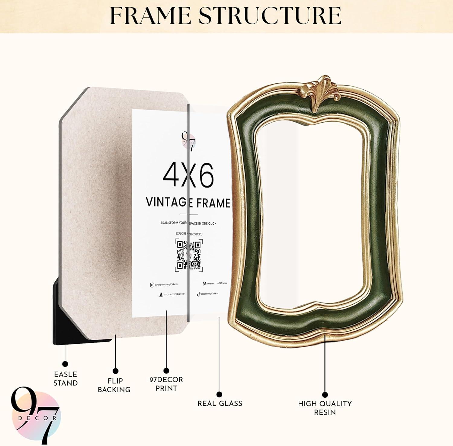 image97 Decor Oval 5x7 Picture Frame  Small Vintage Picture Frames 5x7 Elegant Oval Frame 5 X 7 For Wall Hanging Vintage Frames 5x 7 Antique Home DecorGolden Green Rectangle