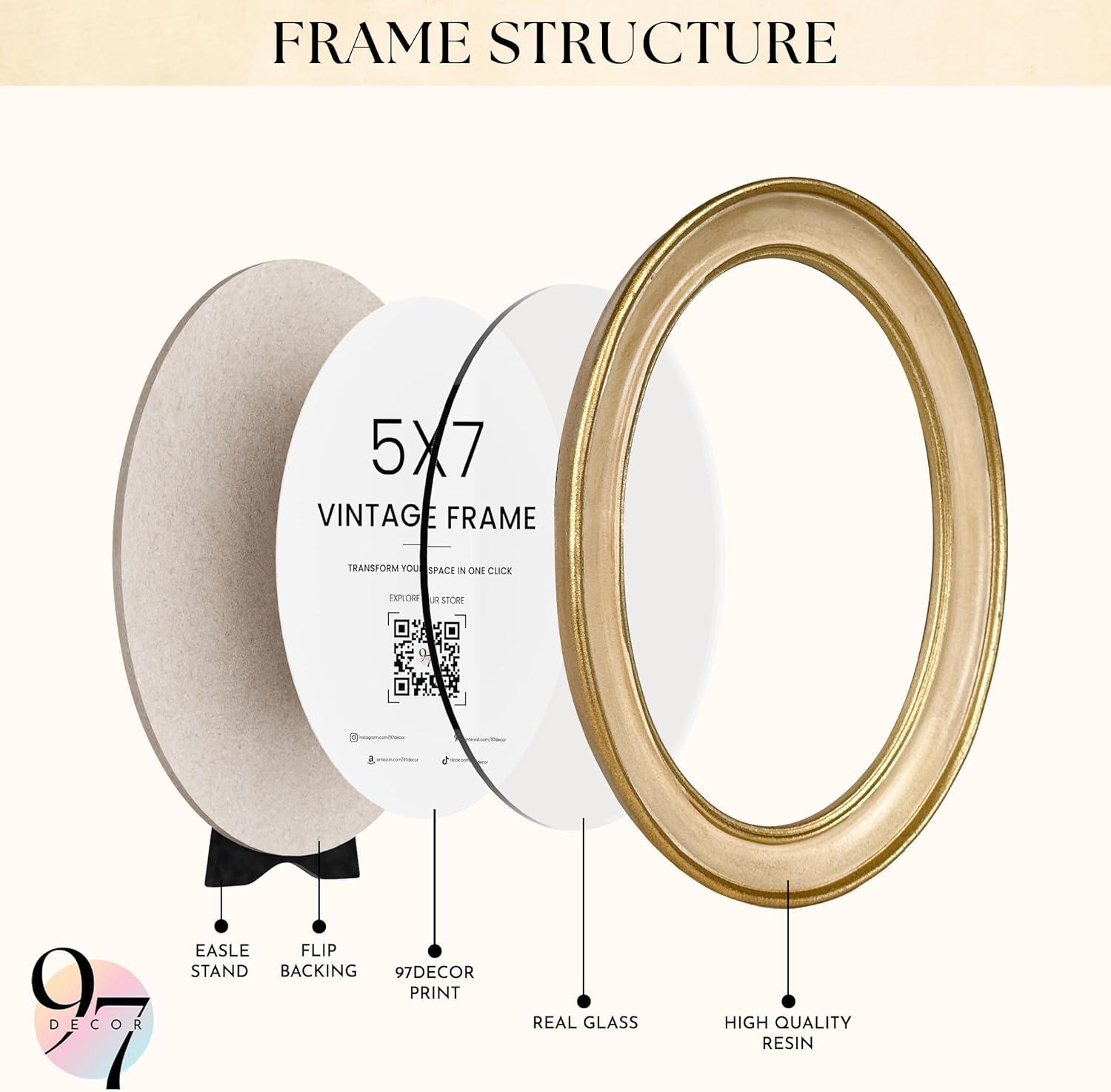 image97 Decor Oval 5x7 Picture Frame  Small Vintage Picture Frames 5x7 Elegant Oval Frame 5 X 7 For Wall Hanging Vintage Frames 5x 7 Antique Home DecorIvory Oval