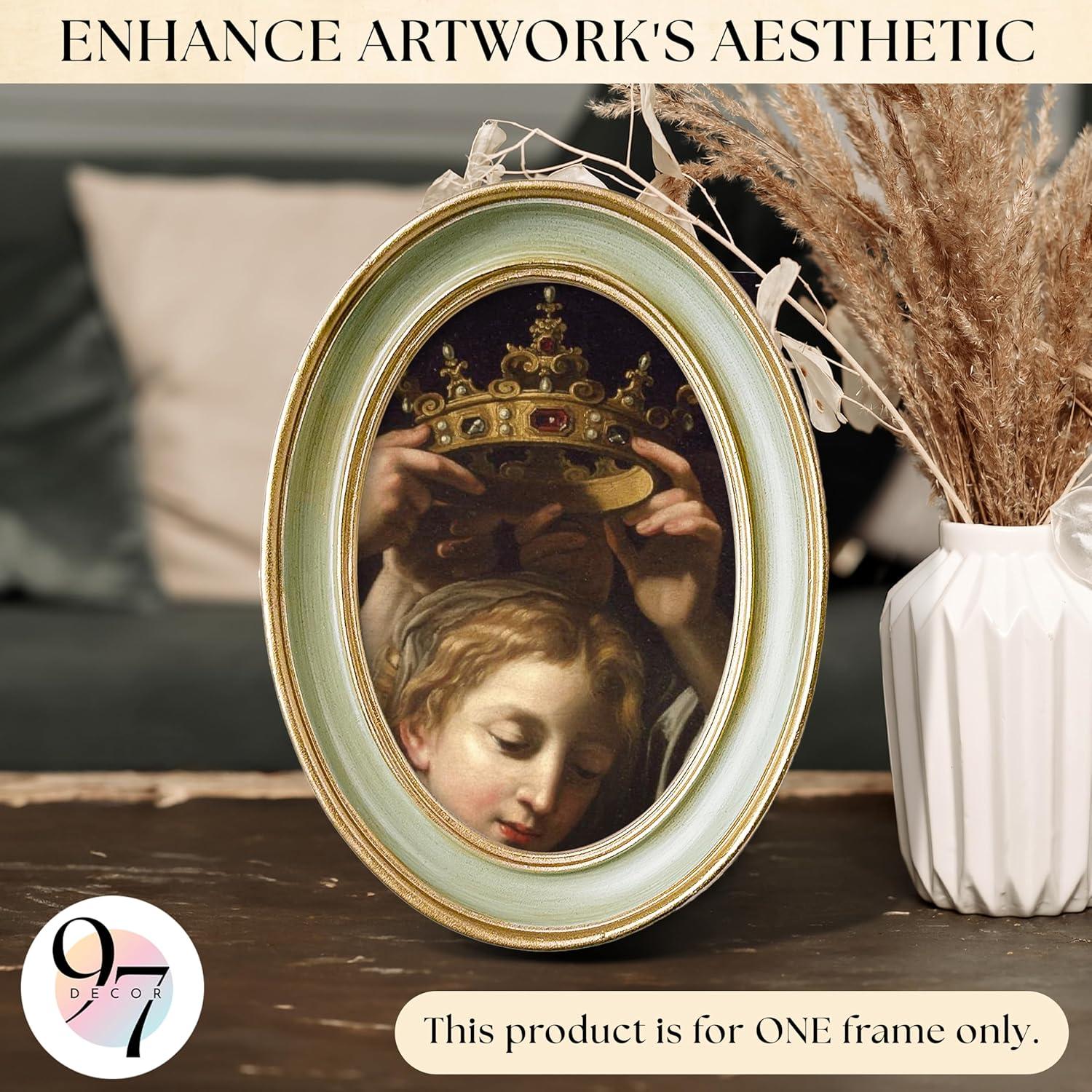 image97 Decor Oval 5x7 Picture Frame  Small Vintage Picture Frames 5x7 Elegant Oval Frame 5 X 7 For Wall Hanging Vintage Frames 5x 7 Antique Home DecorMint Oval