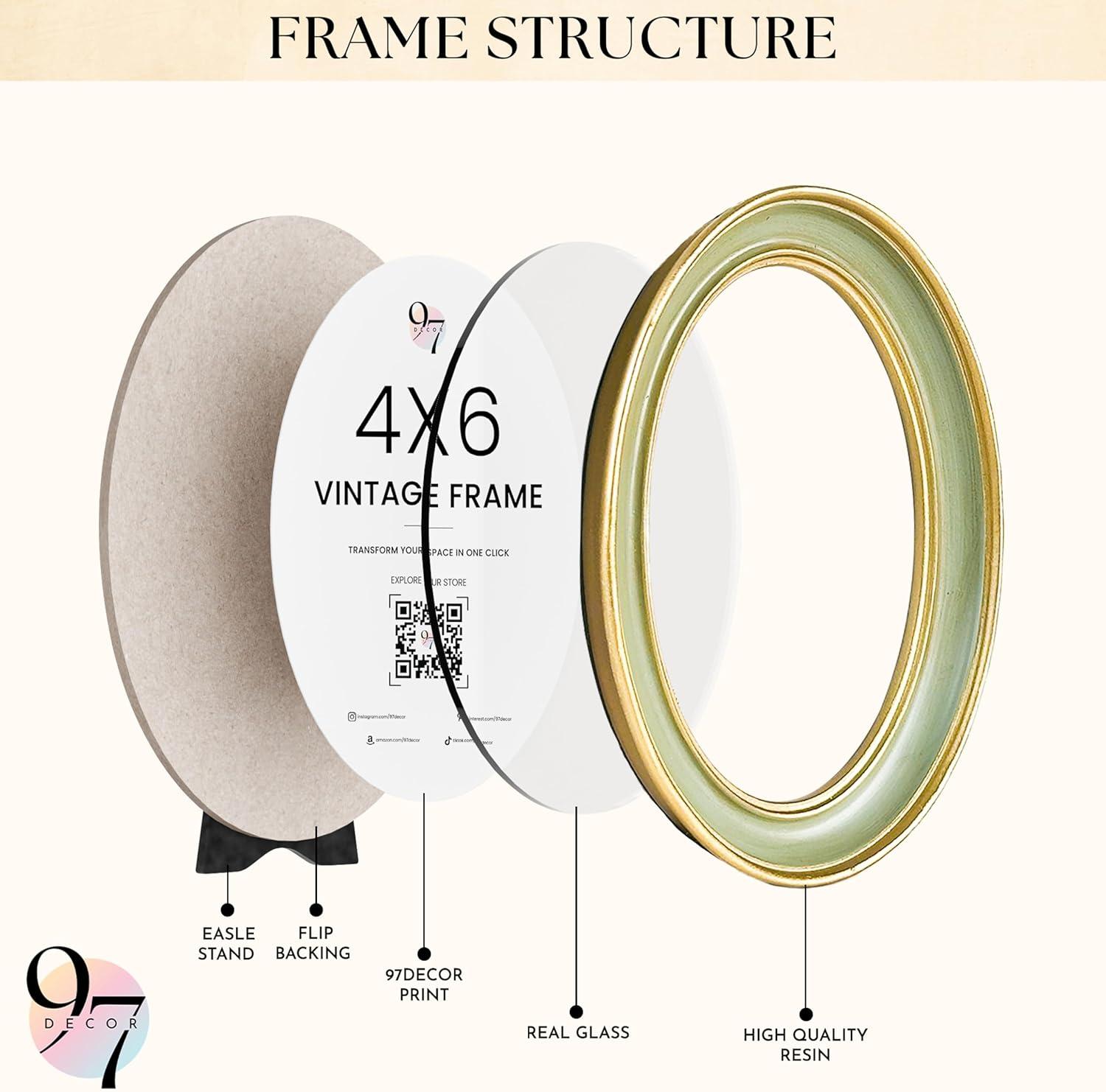image97 Decor Oval 5x7 Picture Frame  Small Vintage Picture Frames 5x7 Elegant Oval Frame 5 X 7 For Wall Hanging Vintage Frames 5x 7 Antique Home DecorMint Oval