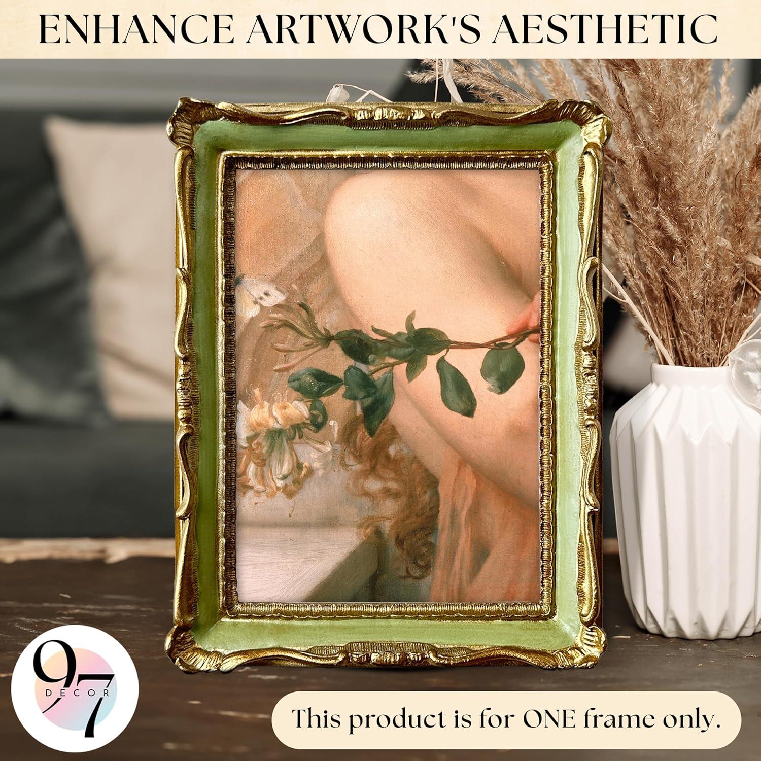 image97 Decor Oval 5x7 Picture Frame  Small Vintage Picture Frames 5x7 Elegant Oval Frame 5 X 7 For Wall Hanging Vintage Frames 5x 7 Antique Home DecorMint Rectangle