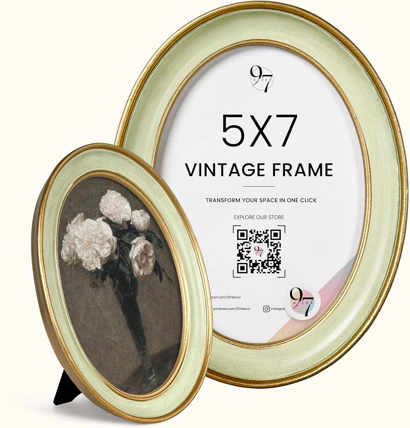 image97 Decor Oval 5x7 Picture Frame  Small Vintage Picture Frames 5x7 Elegant Oval Frame 5 X 7 For Wall Hanging Vintage Frames 5x 7 Antique Home DecorMint Oval