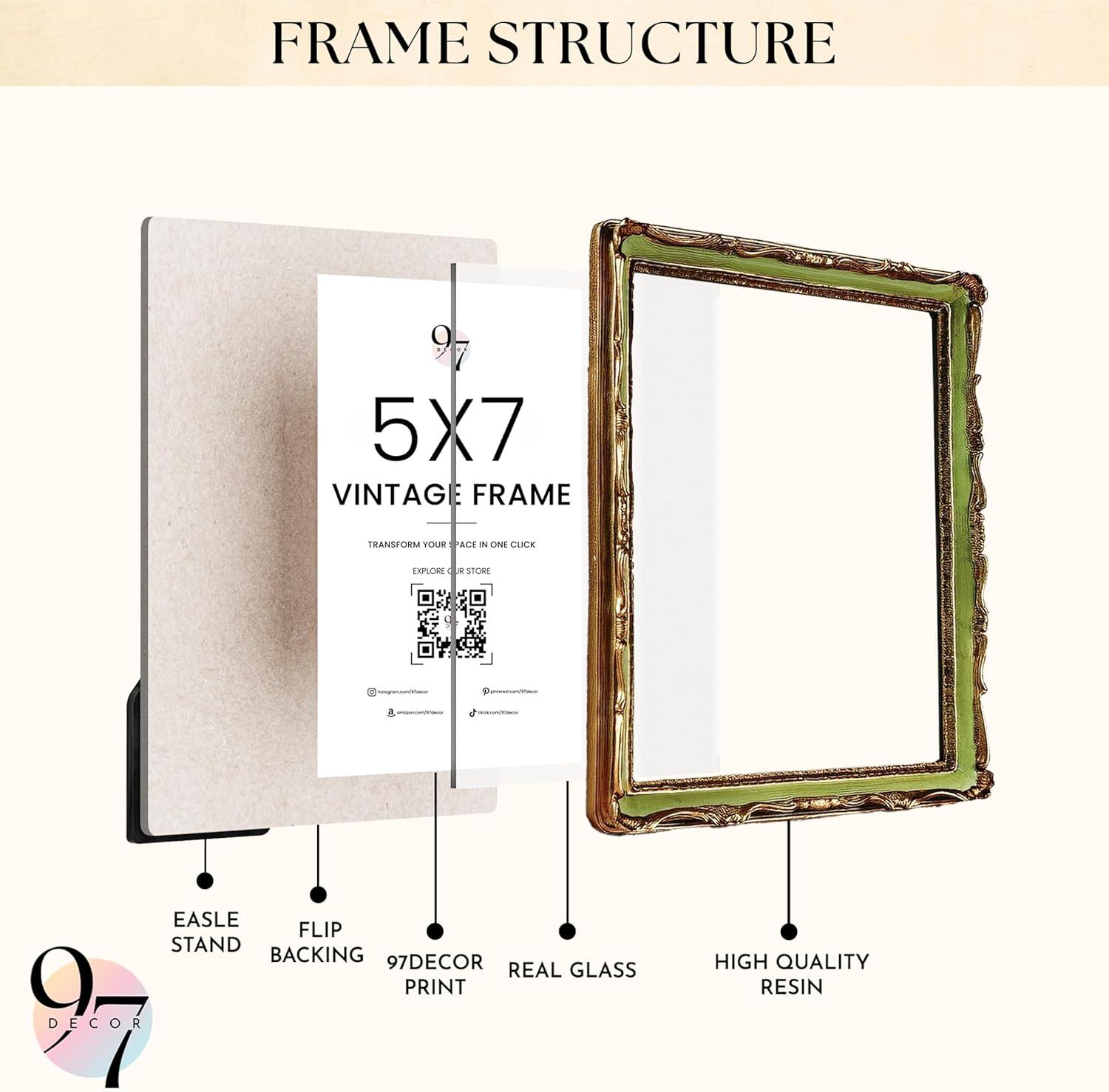 image97 Decor Oval 5x7 Picture Frame  Small Vintage Picture Frames 5x7 Elegant Oval Frame 5 X 7 For Wall Hanging Vintage Frames 5x 7 Antique Home DecorMint Rectangle