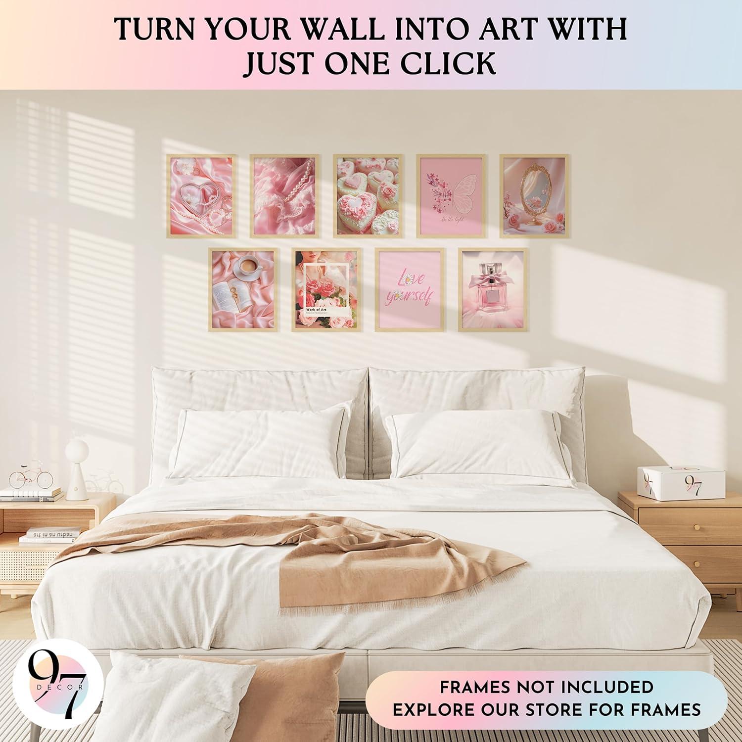 image97 Decor Pink Coquette Room Decor Aesthetic  Vintage Wall Decor Cute Posters for Girls Dorm Decorations Girly Wall Art Prints Pink Pictures for Bedroom 8x10 UnframedPinky Coquette 9x8x10