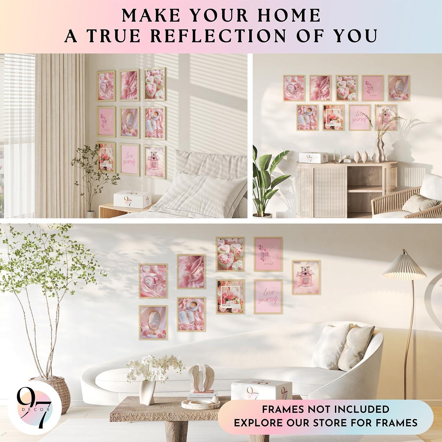image97 Decor Pink Coquette Room Decor Aesthetic  Vintage Wall Decor Cute Posters for Girls Dorm Decorations Girly Wall Art Prints Pink Pictures for Bedroom 8x10 UnframedPinky Coquette 9x8x10