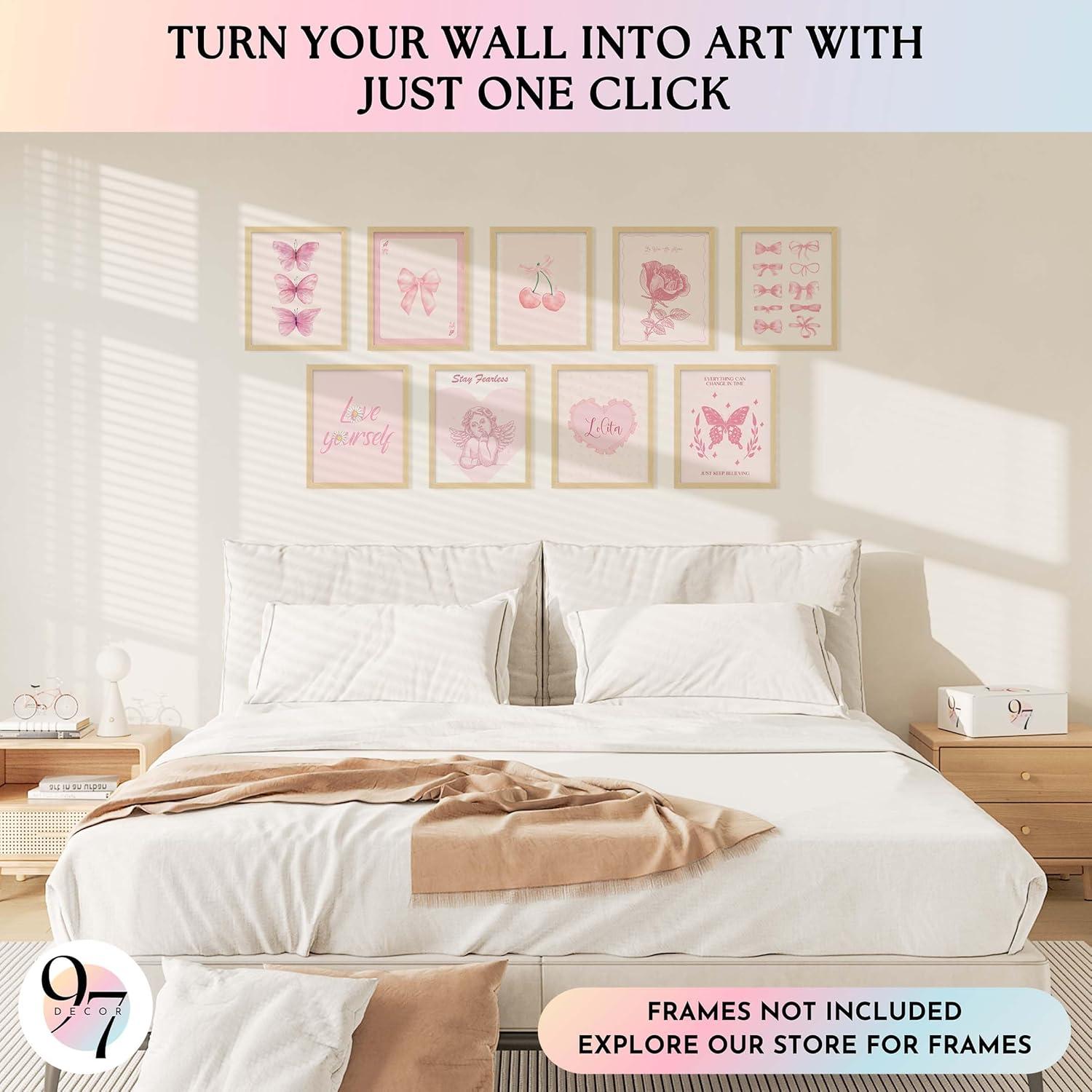 image97 Decor Pink Coquette Room Decor Aesthetic  Vintage Wall Decor Cute Posters for Girls Dorm Decorations Girly Wall Art Prints Pink Pictures for Bedroom 8x10 UnframedSimple Coquette 9x8x10