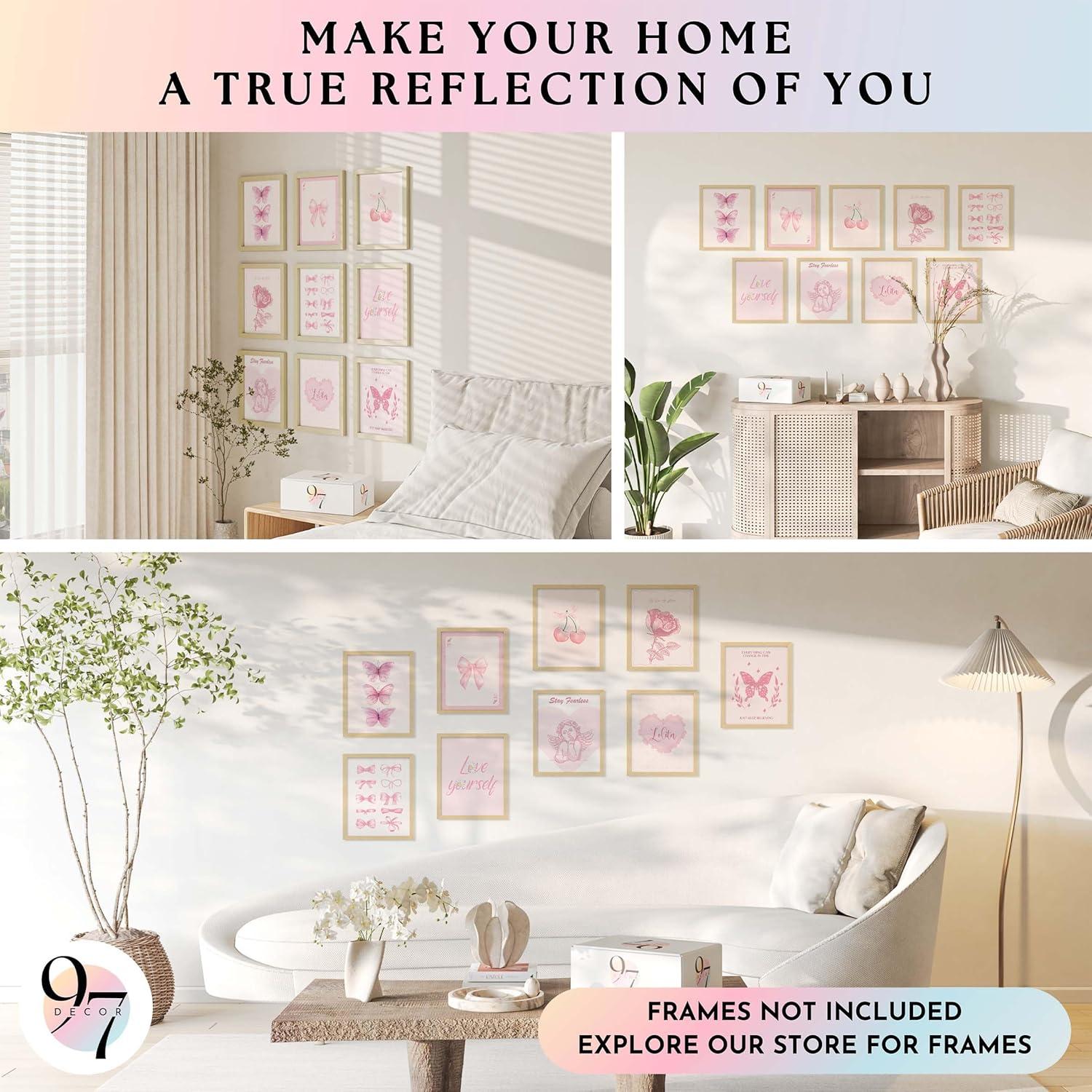 image97 Decor Pink Coquette Room Decor Aesthetic  Vintage Wall Decor Cute Posters for Girls Dorm Decorations Girly Wall Art Prints Pink Pictures for Bedroom 8x10 UnframedSimple Coquette 9x8x10