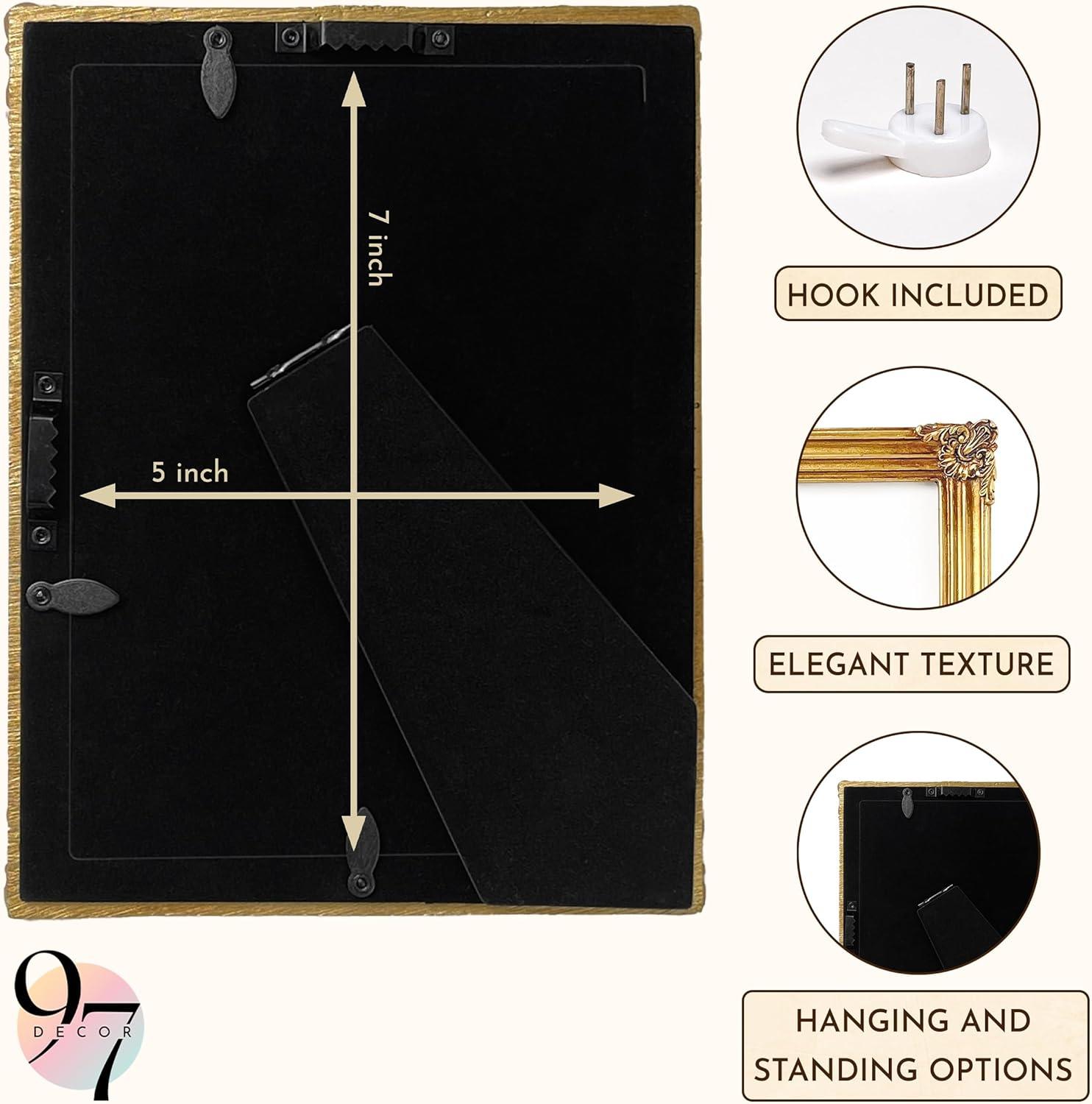 image97 Decor Rustic 5x7 Gold Picture Frame Gold Vintage Frame 5x7 Antique Golden Photo Frames 5 By 7 Picture Frame Ornate Frames For Tabletop And Wall HangingGold Rectangle